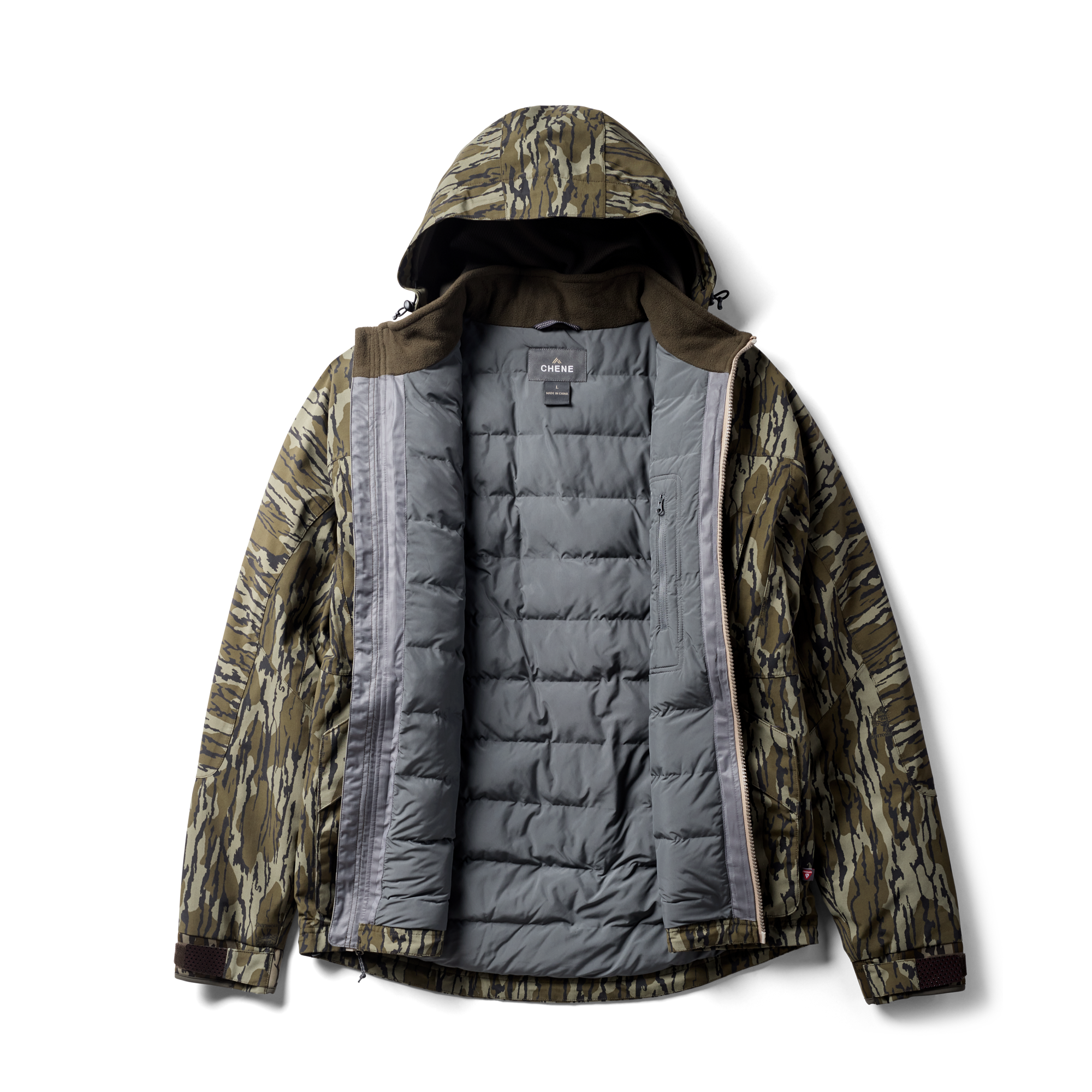 Hydro-Lok Insulated Jacket in Mossy Oak Original Bottomland, flat lay #mossy_oak_original_bottomland