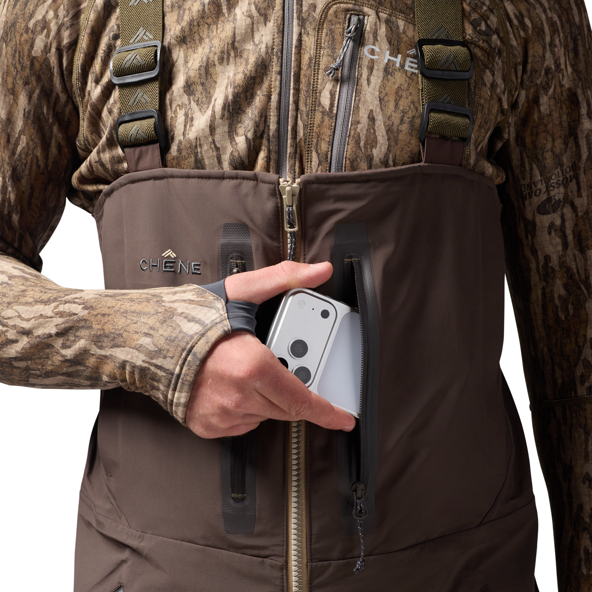 Hydro-Lok Field Bib in Brown, on model #brown