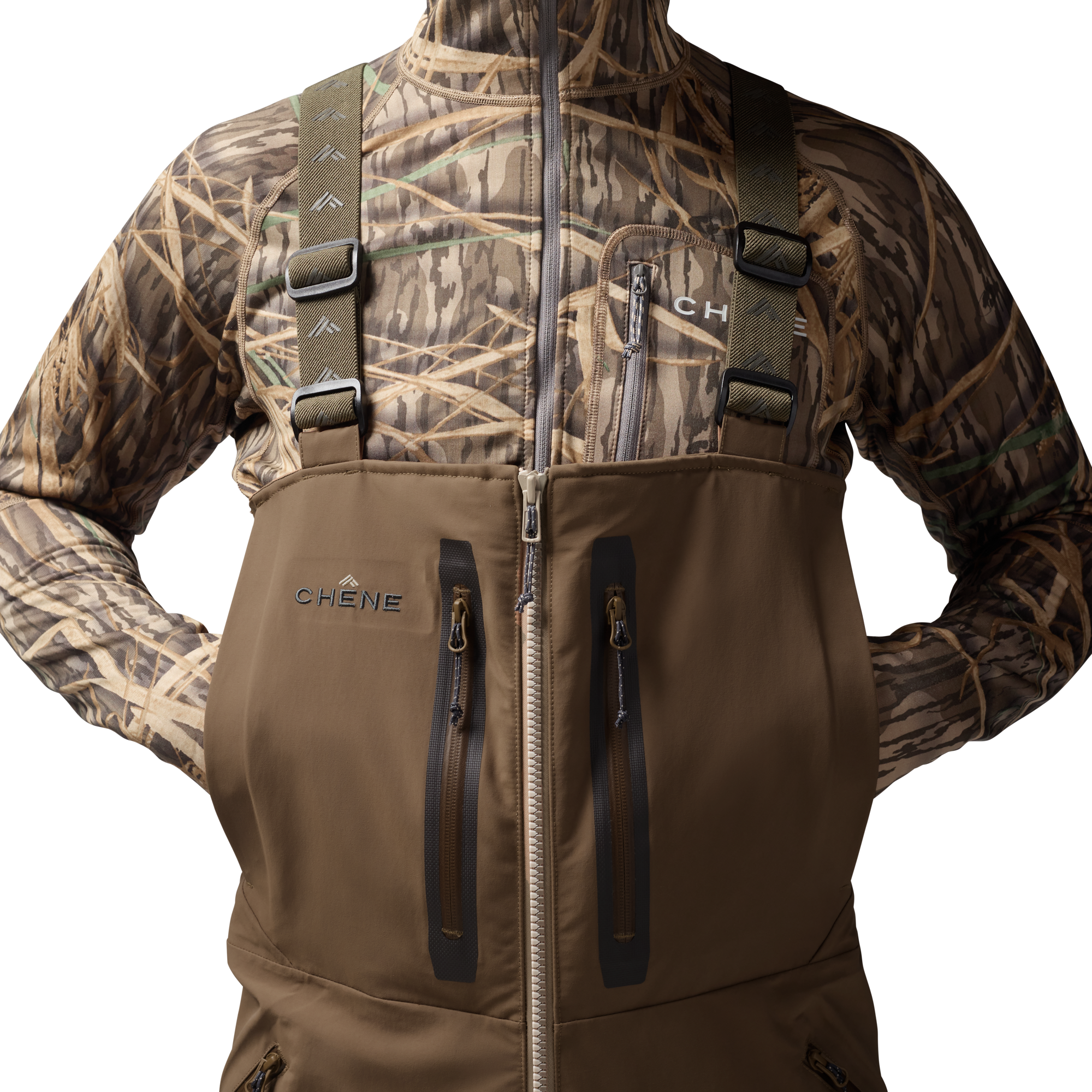 Hydro-Lok Field Bib in Field Tan, on model #field_tan