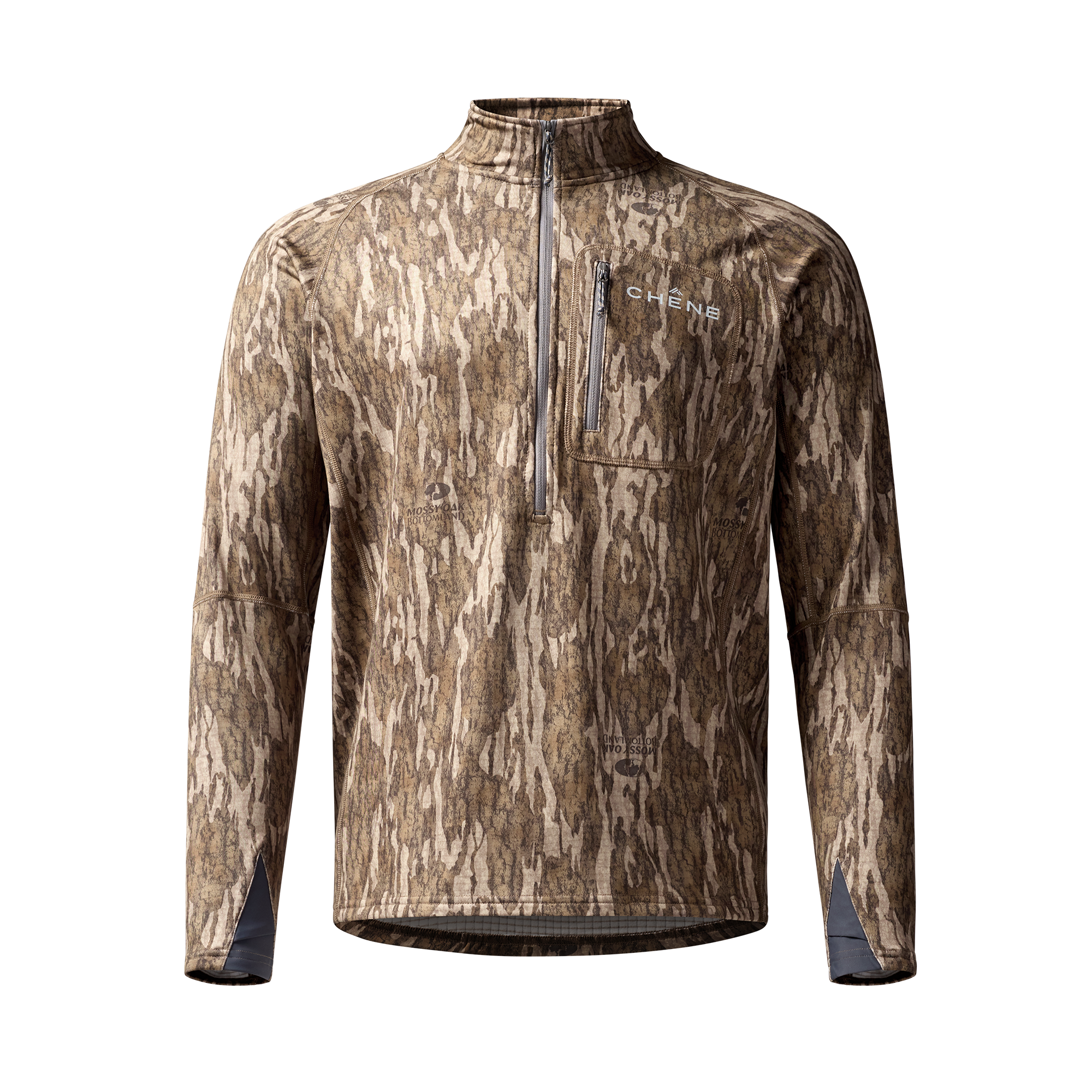 Sixty Series Technical Fleece Half Zip in Mossy Oak Bottomland, front view #mossy_oak_bottomland