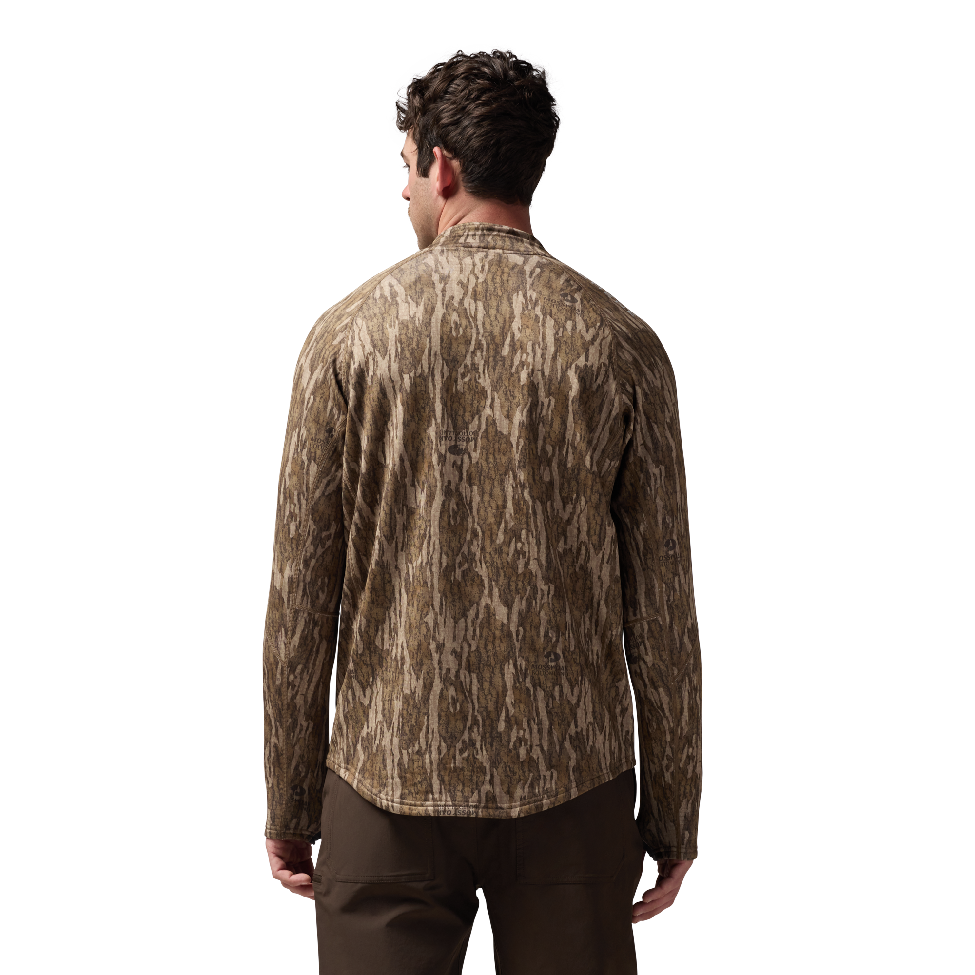 Sixty Series Technical Fleece Half Zip in Mossy Oak Bottomland, on model #mossy_oak_bottomland