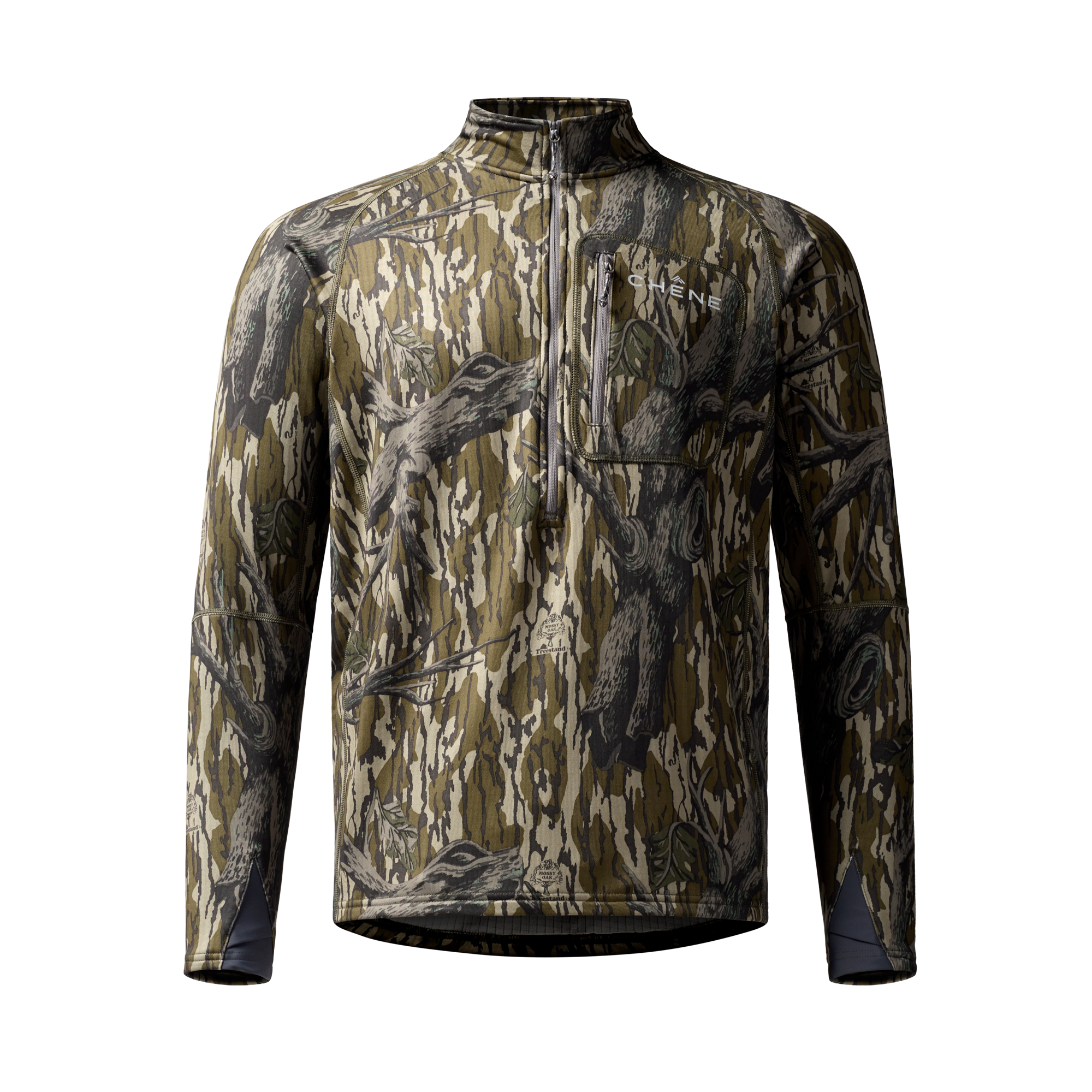 Sixty Series Technical Fleece Half Zip in Mossy Oak Original Treestand, front view #mossy_oak_original_treestand