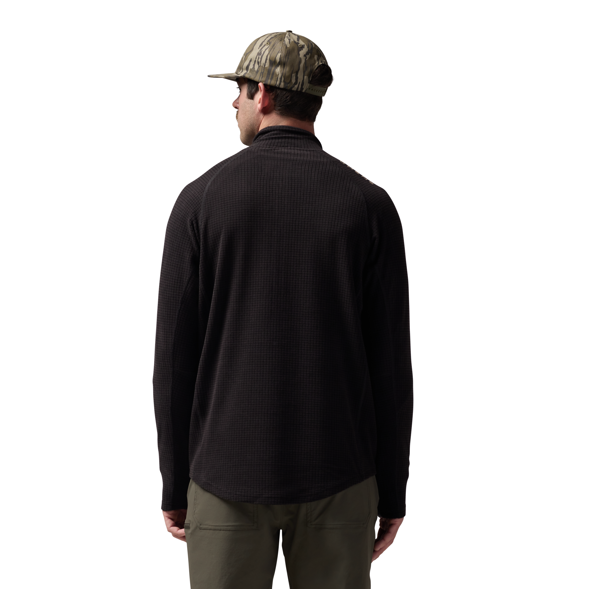 Sixty Series Check Fleece Half Zip in Black, on model #black