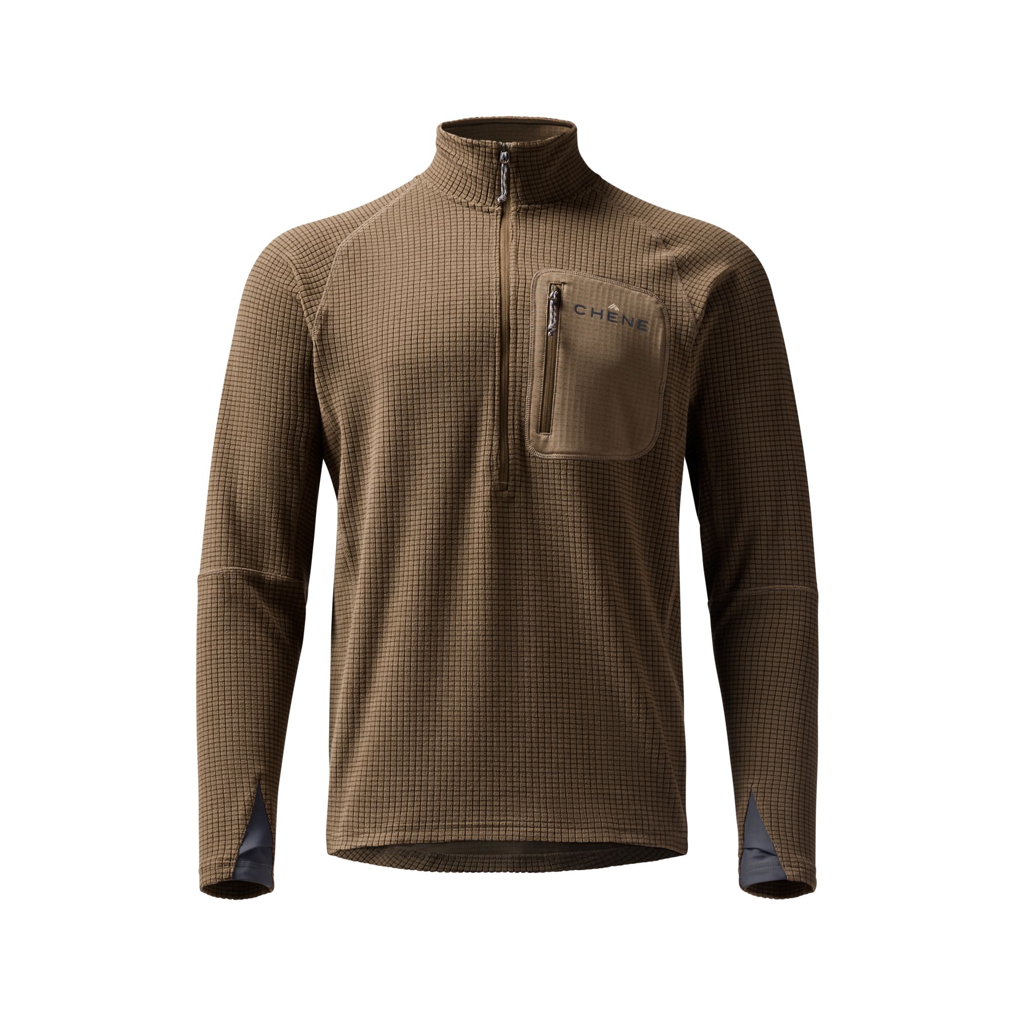 Sixty Series Check Fleece Half Zip in Field Tan, front view #field_tan