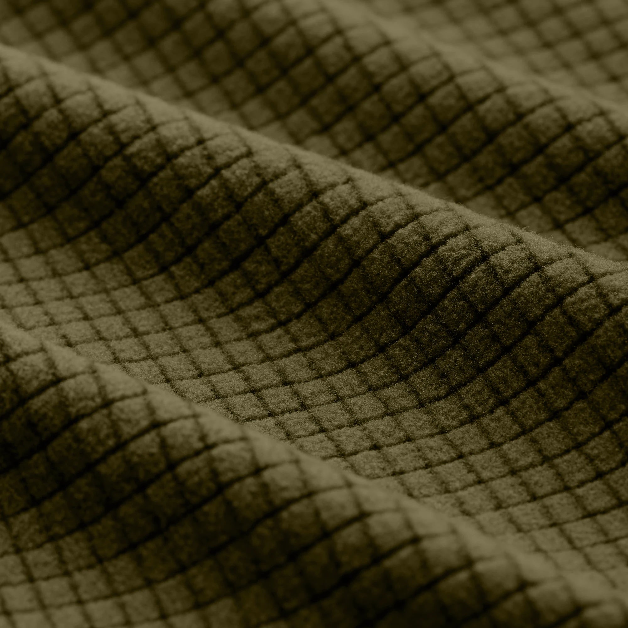 Sixty Series Check Fleece Half Zip in Olive, fabric detail #olive