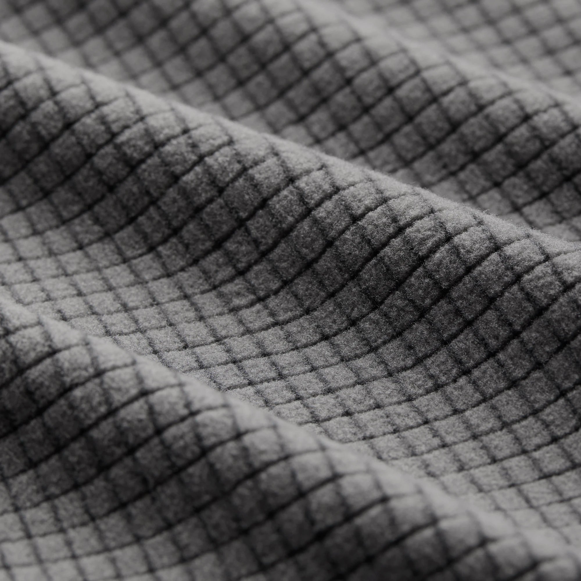 Sixty Series Check Fleece Half Zip with Hood in Gray, fabric detail #gray