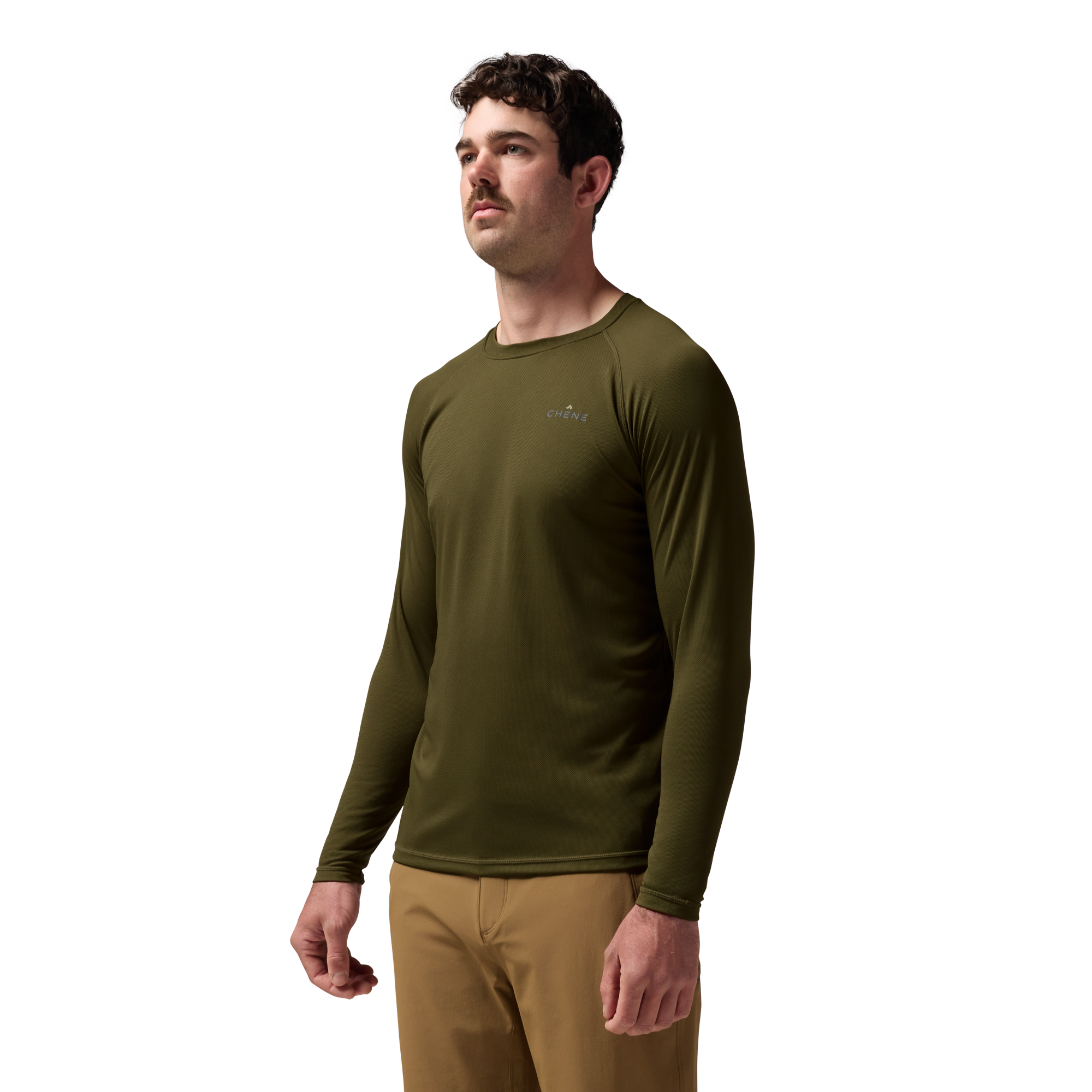 Vale 105 Synthetic Crew L/S in Dark Olive, on model #dark_olive