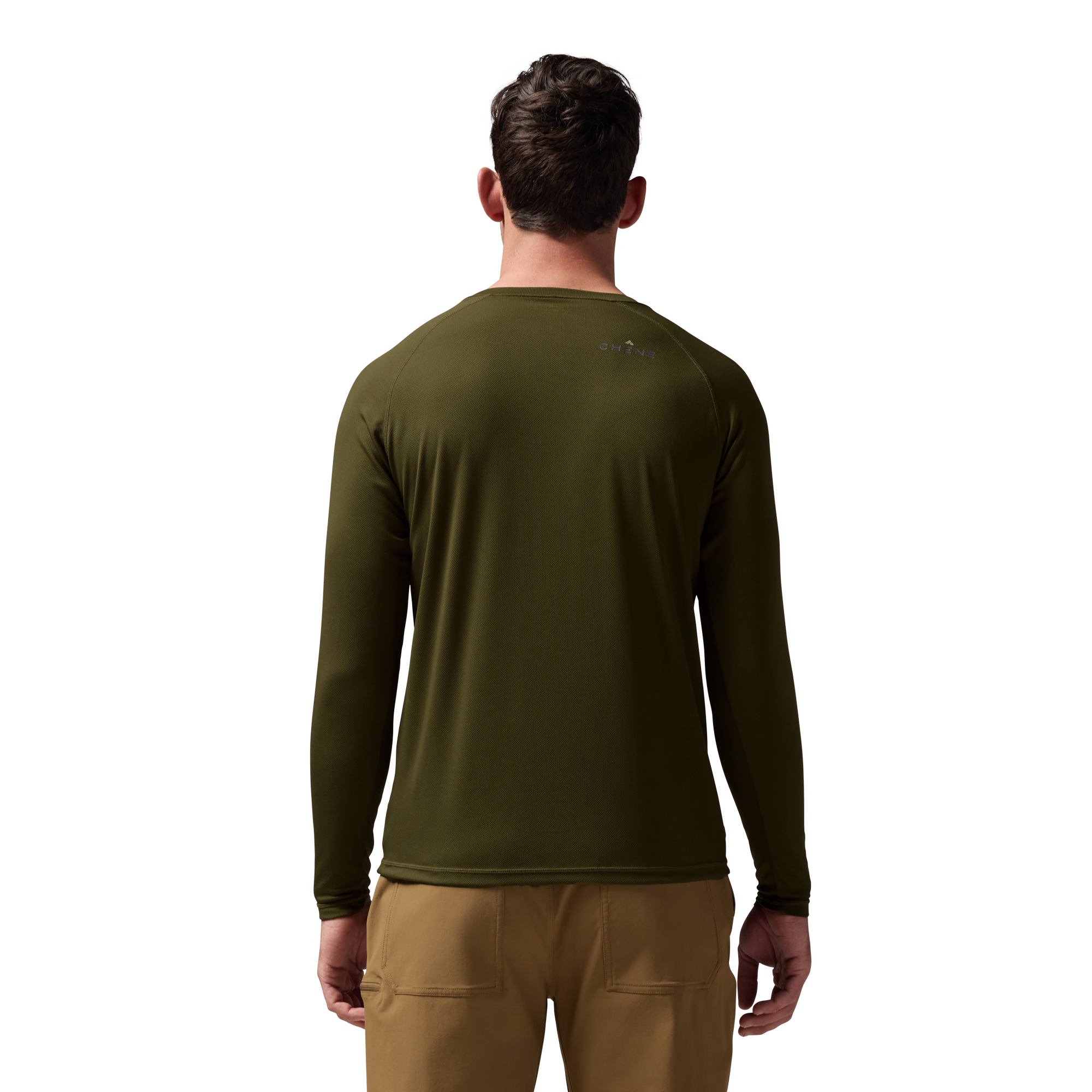Vale 105 Synthetic Crew L/S in Dark Olive, on model #dark_olive