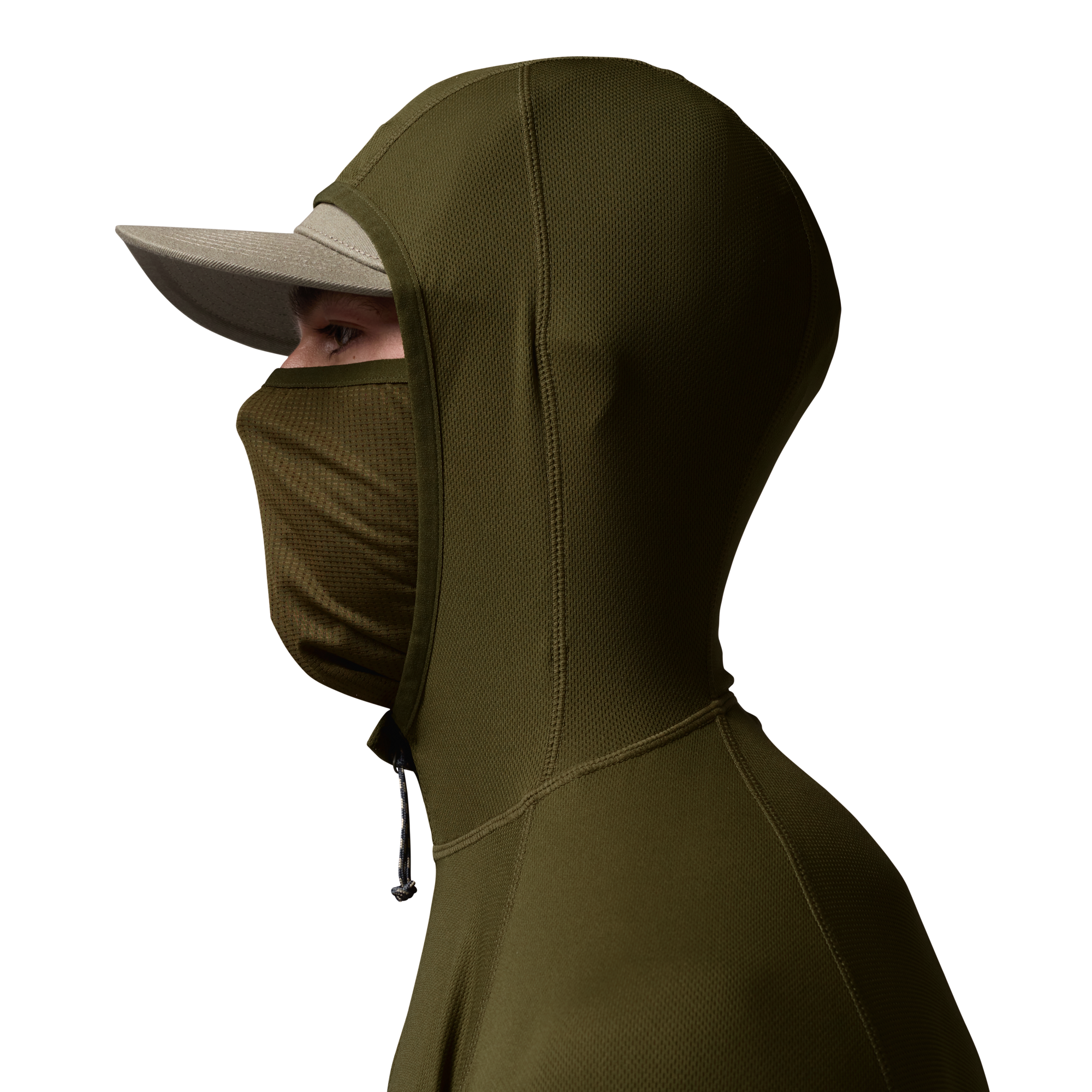 Vale 105 Synthetic Hoodie in Dark Olive, on model #dark_olive