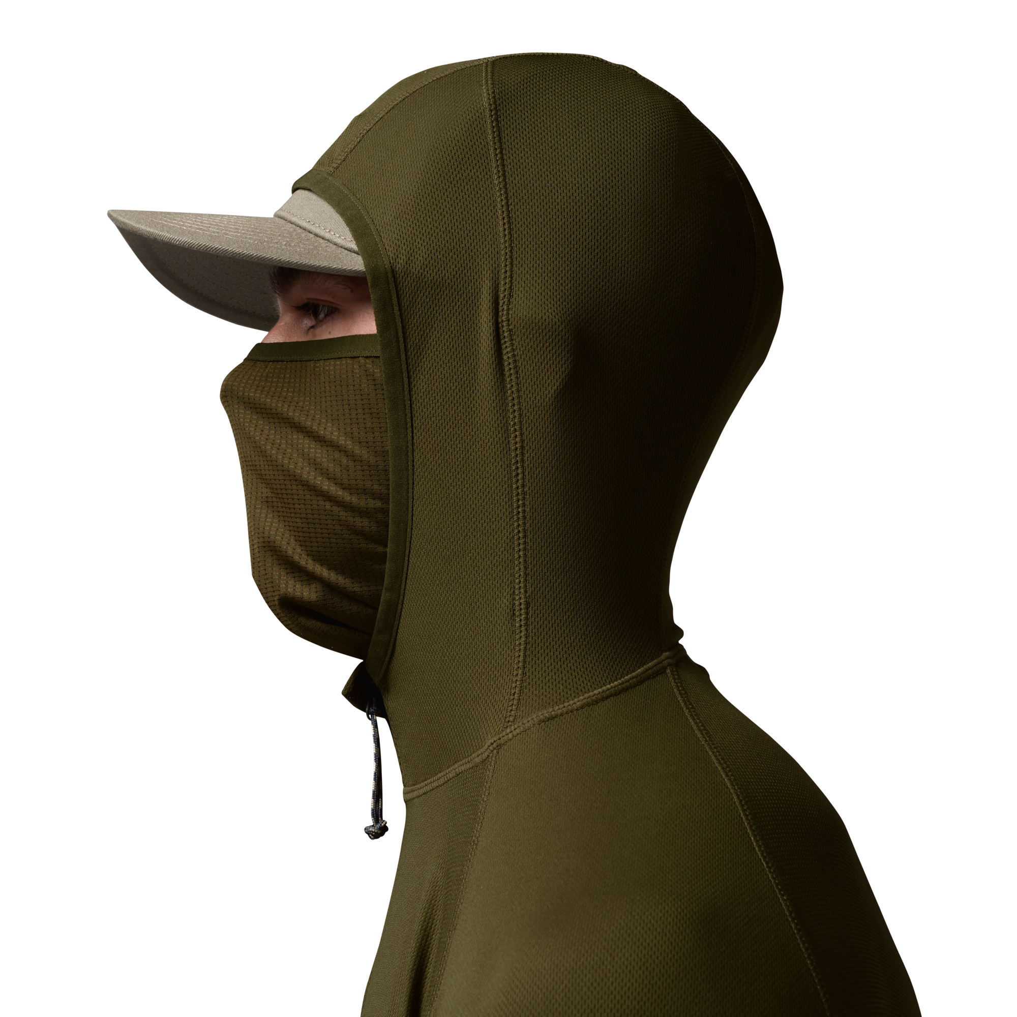 Vale 105 Synthetic Hoodie in Dark Olive, on model #dark_olive