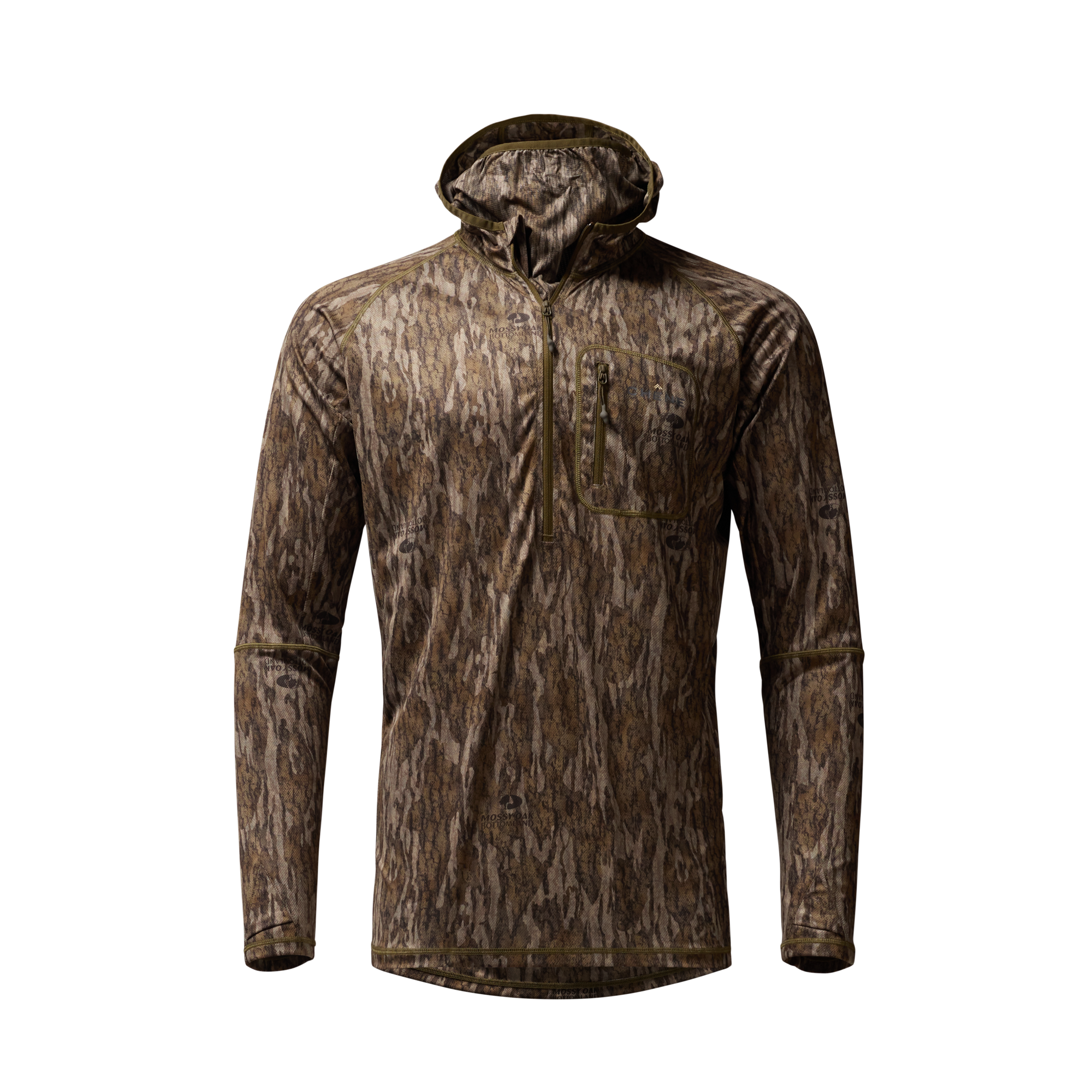 Vale 105 Synthetic Hoodie in Mossy Oak Bottomland, front view #mossy_oak_bottomland