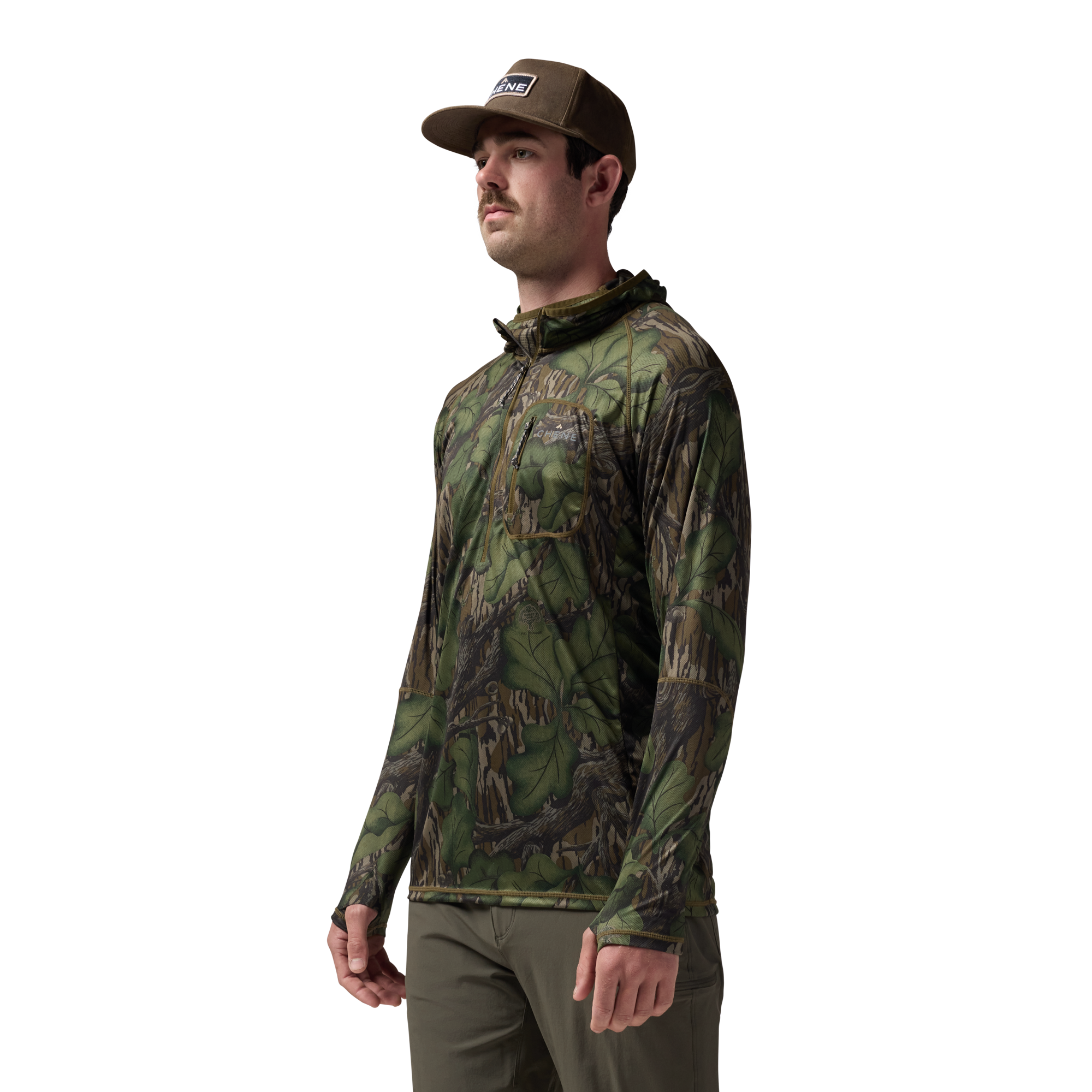 Vale 105 Synthetic Hoodie in Mossy Oak Full Foliage, on model #mossy_oak_full_foliage
