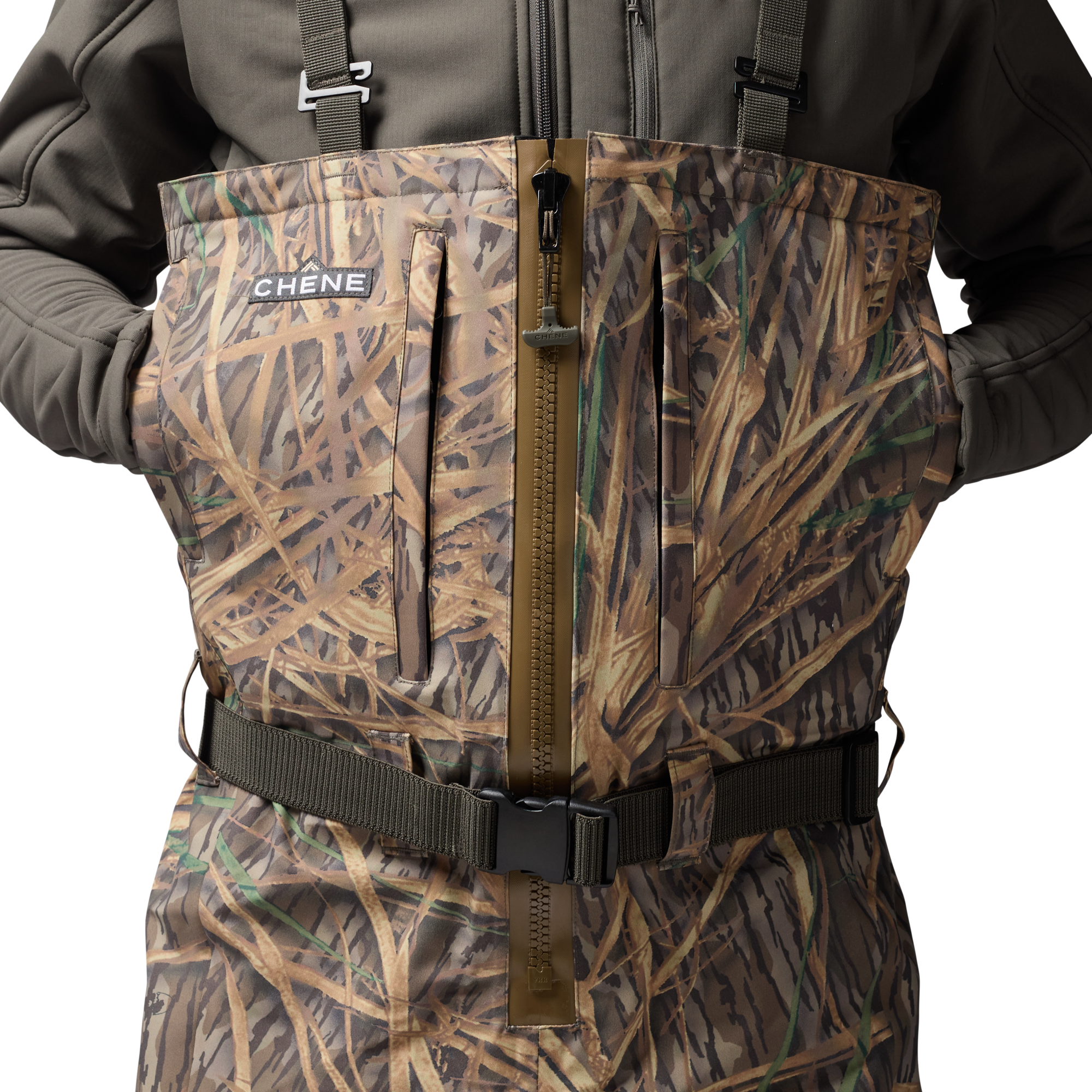 Mossy Oak Original Shadow Grass 2S Wader in Mossy Oak Original Shadow Grass, on model #mossy_oak_original_shadow_grass
