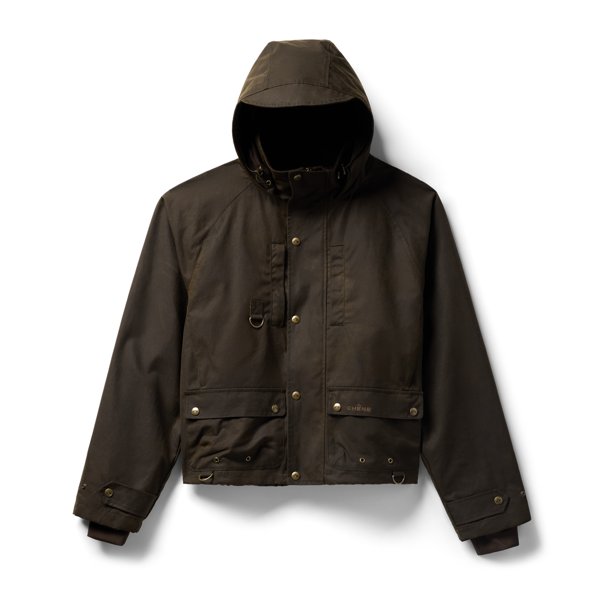 Founders' Reserve Waxed Wading Jacket in Dark Olive, flat lay #dark_olive