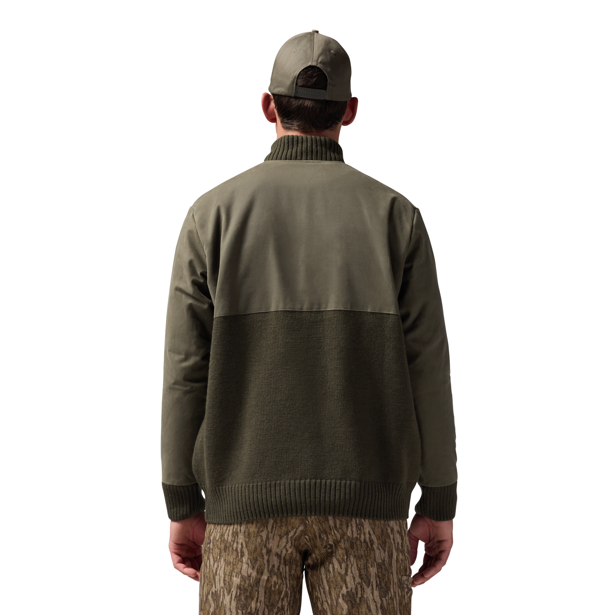 Waxed Canvas Sweater in Moss, on model #moss
