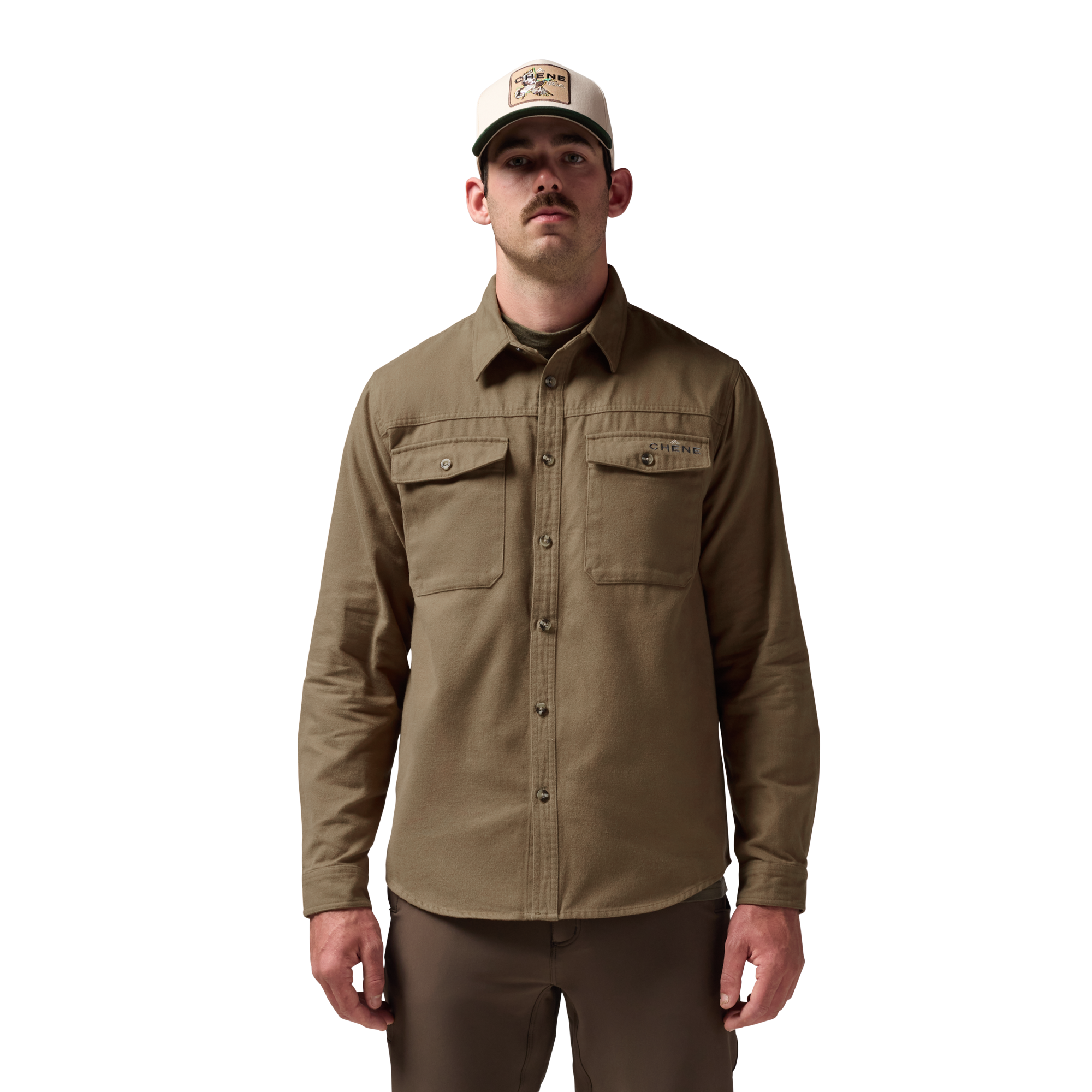 Waterfowler Moleskin Shirt in Field Khaki, on model #field_khaki
