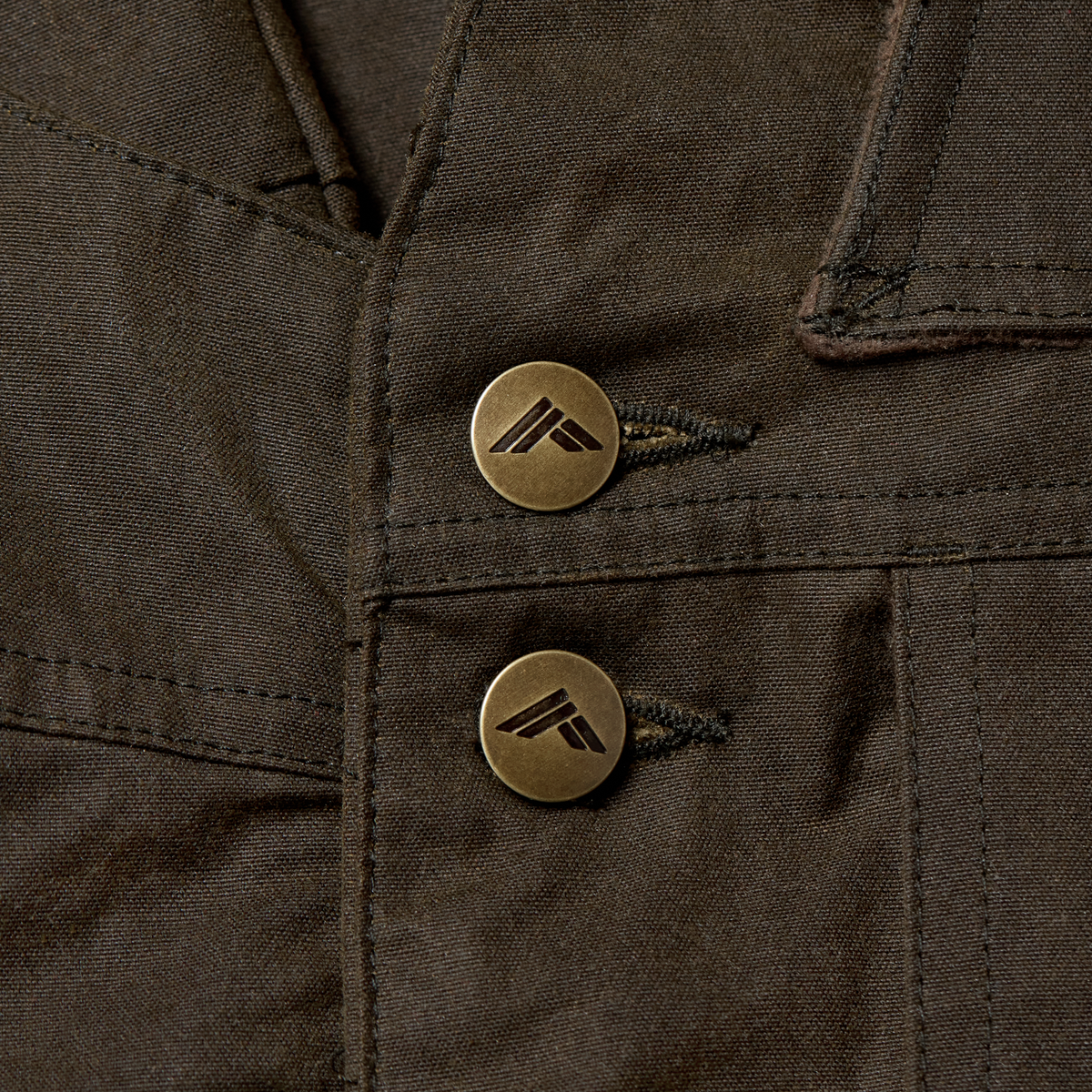 Founders' Reserve Waxed Bib in Dark Olive, fabric detail #dark_olive