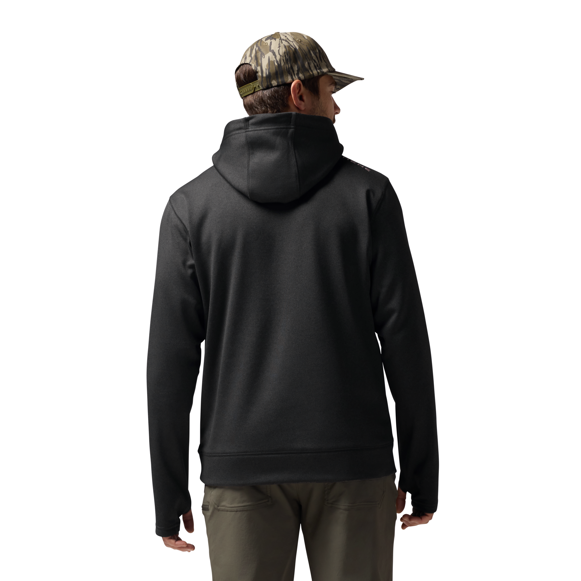 Performance Hoodie in Heather Black, on model #heather_black