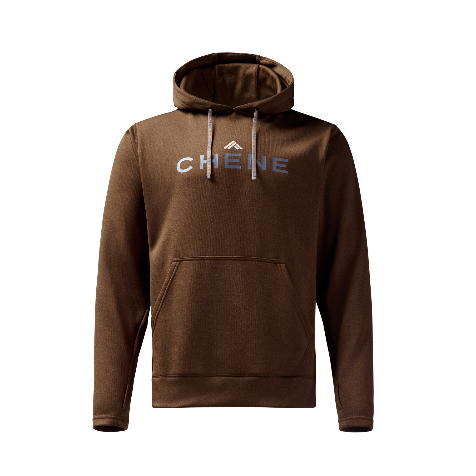 Performance Hoodie in Heather Brown, front view #heather_brown