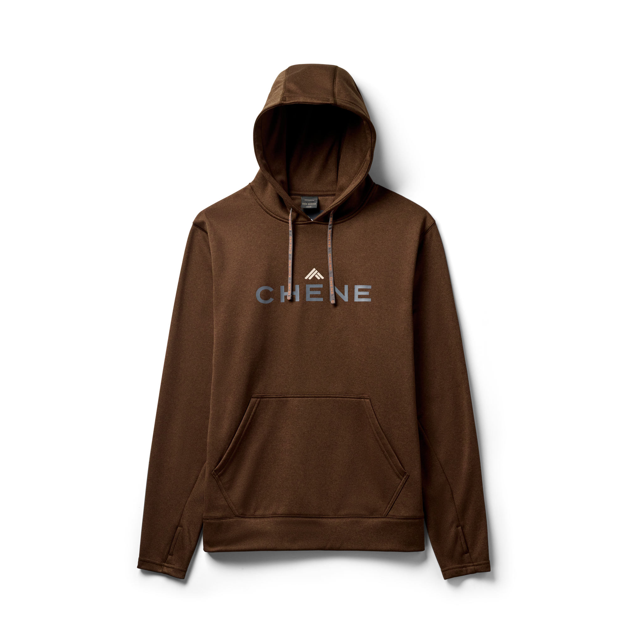 Performance Hoodie in Heather Brown, flat lay #heather_brown
