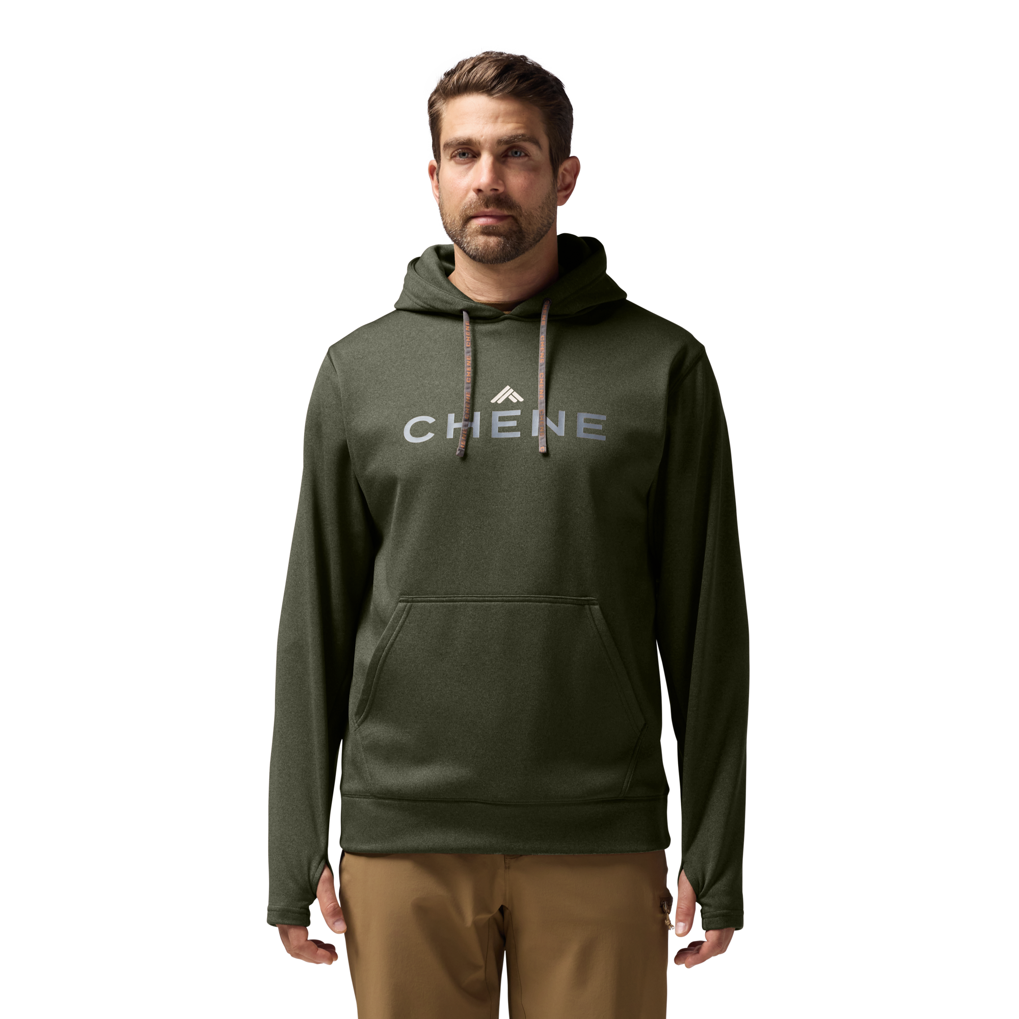 Performance Hoodie in Heather Cypress, on model #heather_cypress