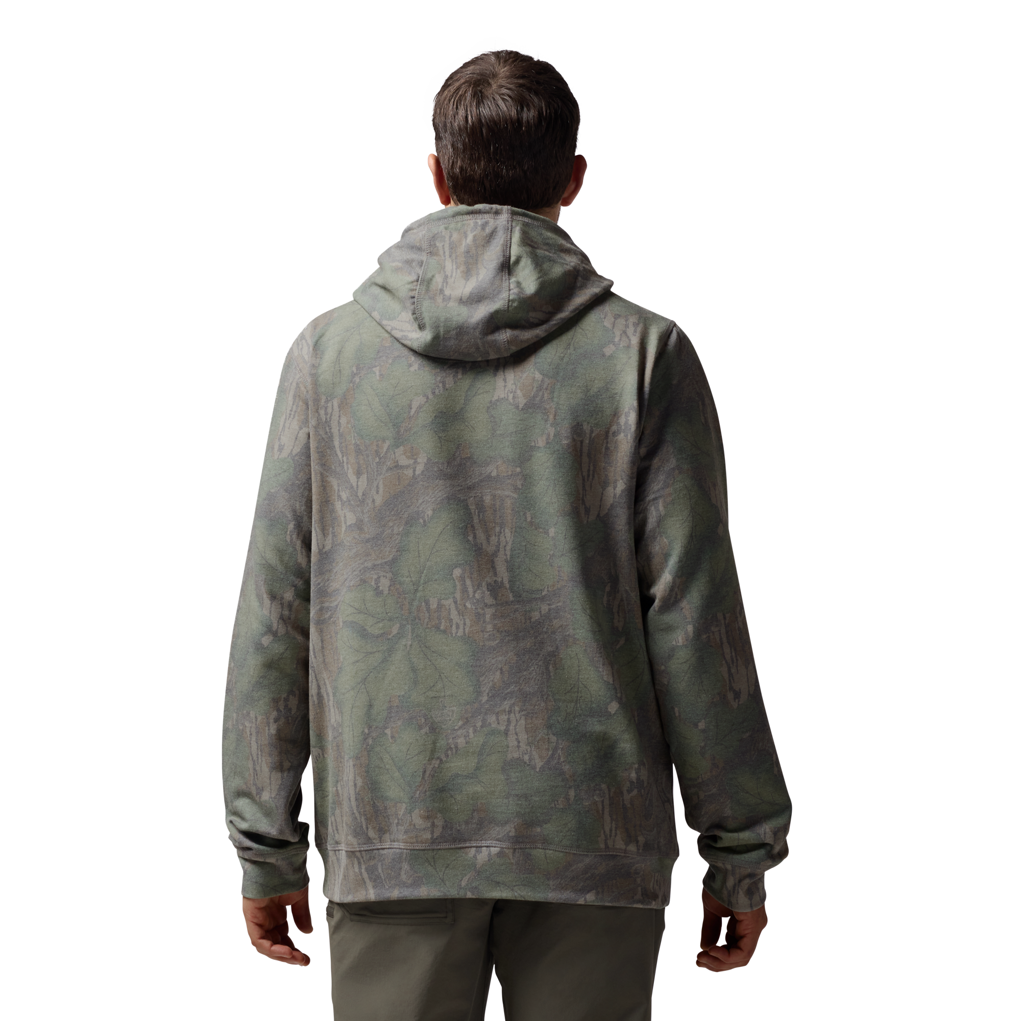 Washed Out Camo Logo Hoodie in Mossy Oak Full Foliage, on model #mossy_oak_full_foliage