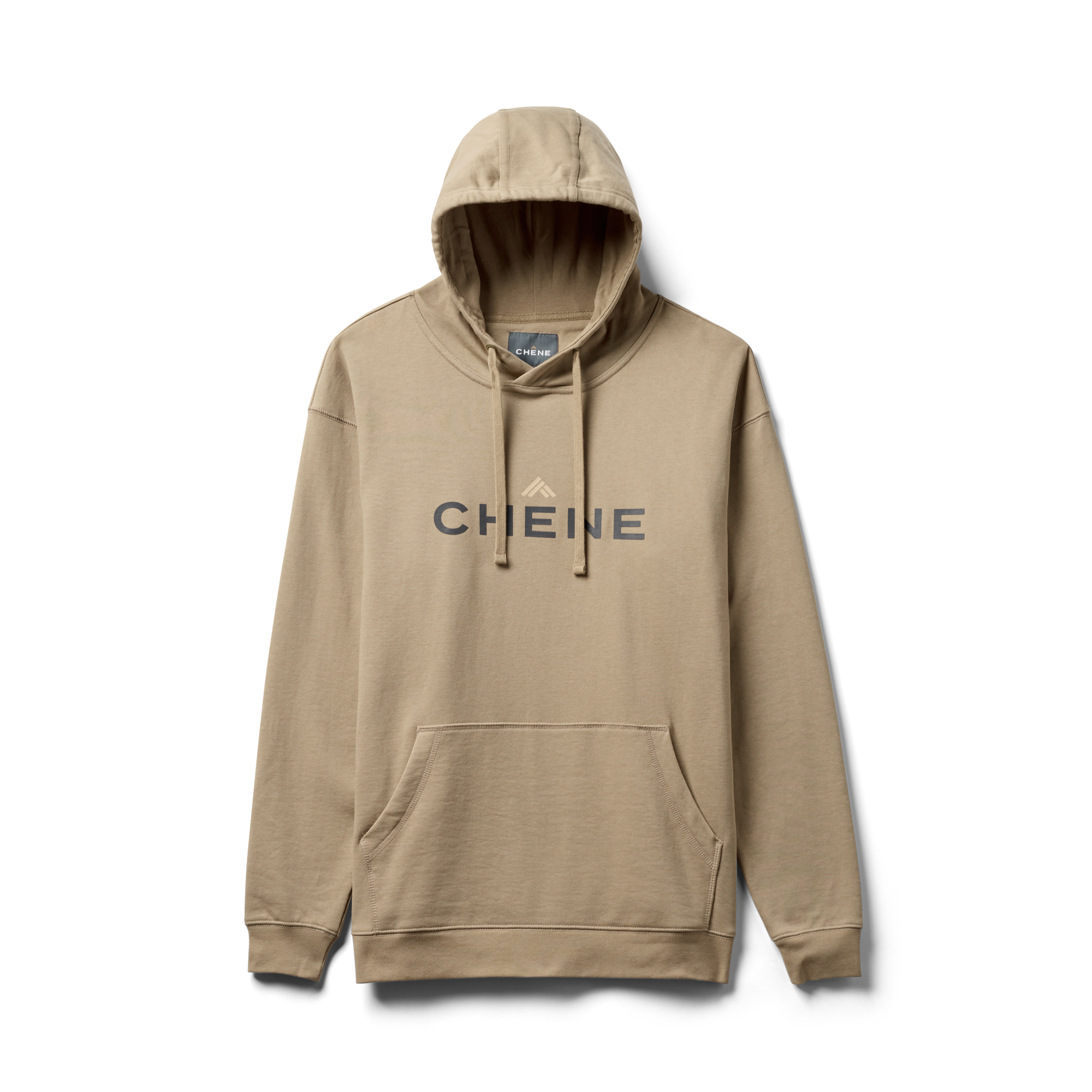 Leisure Hoodie in Heather Dark Khaki, flat lay #heather_dark_khaki