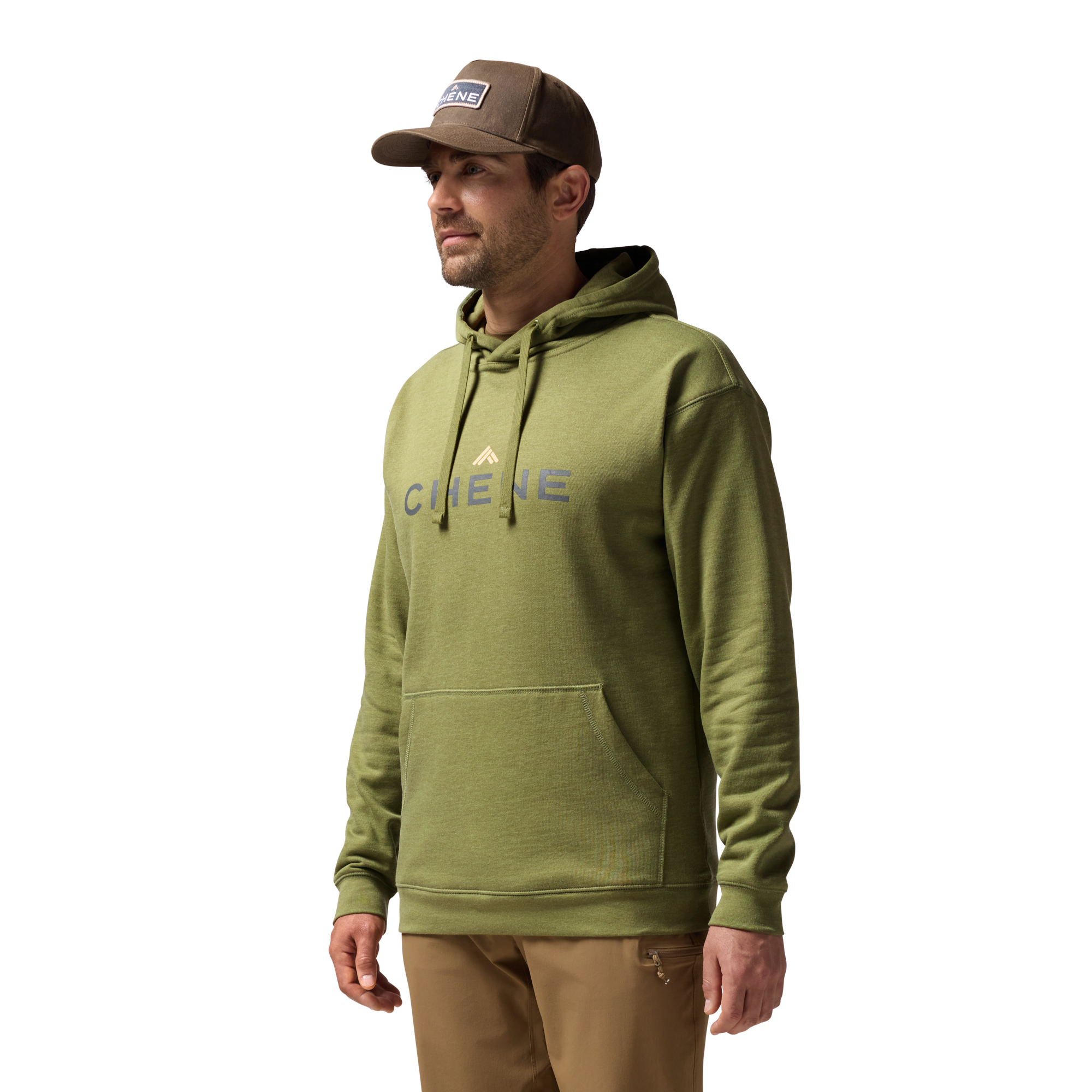 Leisure Hoodie in Heather Green, on model #heather_green