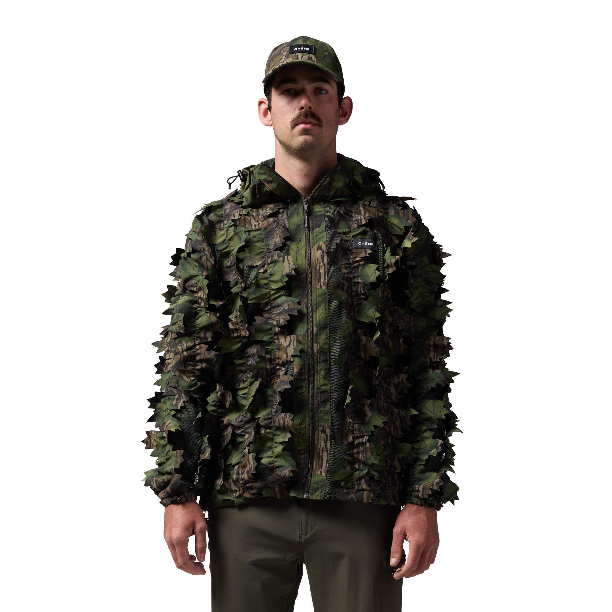 Deception Leafy Jacket in Mossy Oak Full Foliage, on model #mossy_oak_full_foliage