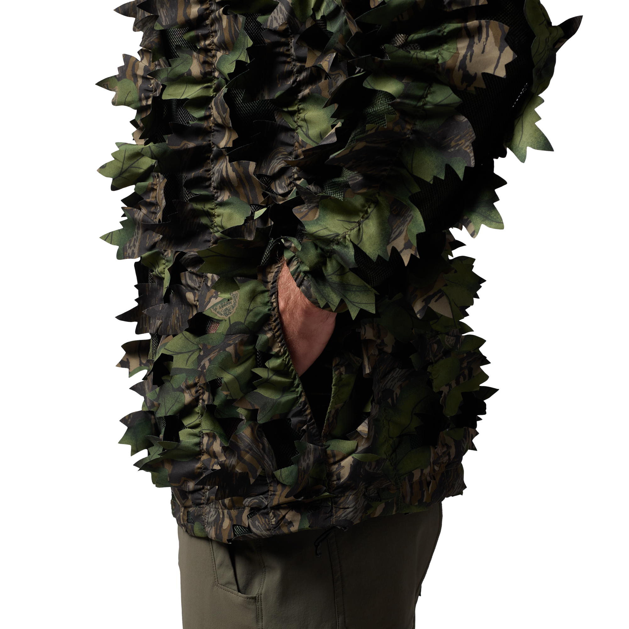 Deception Leafy Jacket in Mossy Oak Full Foliage, on model #mossy_oak_full_foliage