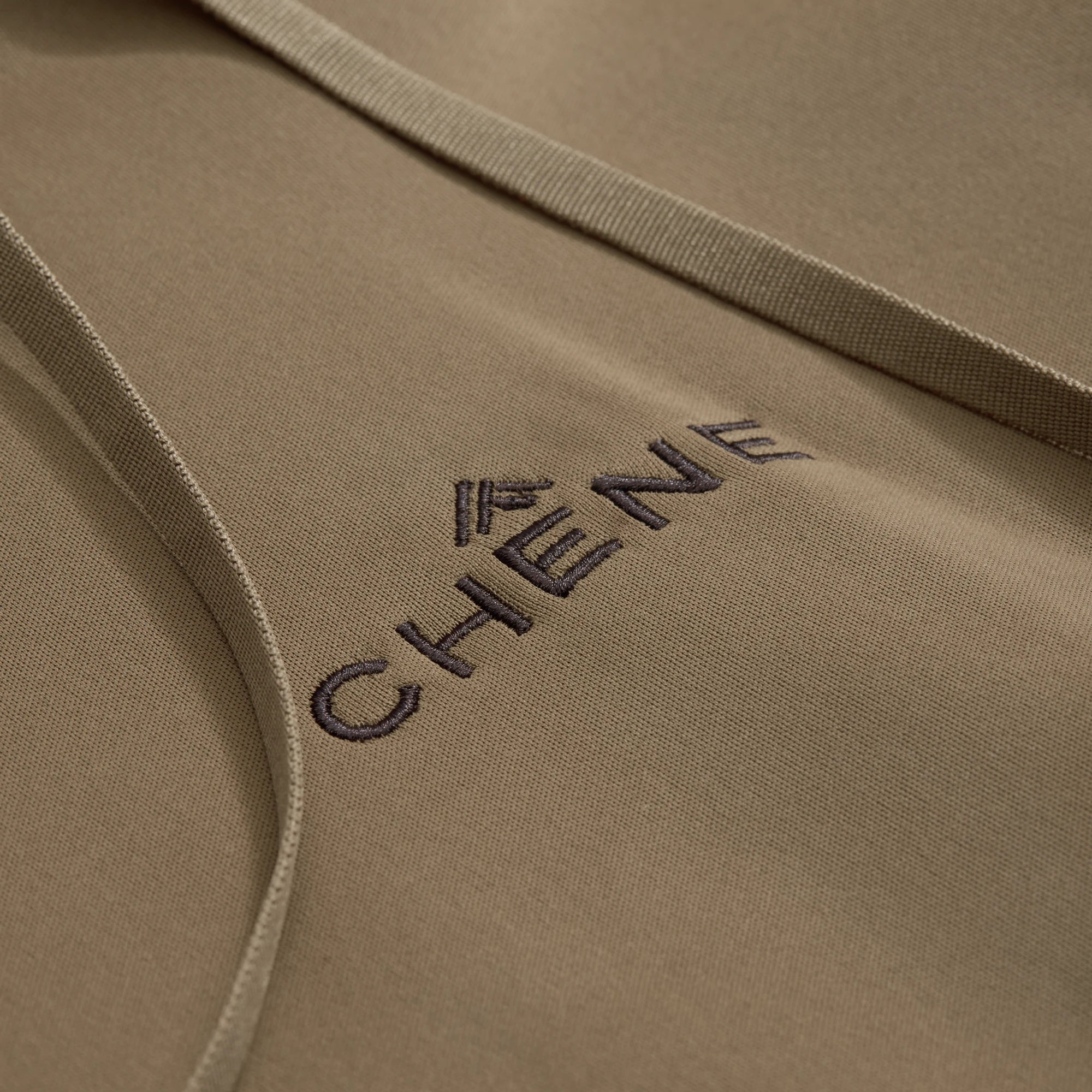 Crossover Hoodie in Field Khaki, fabric detail #field_khaki