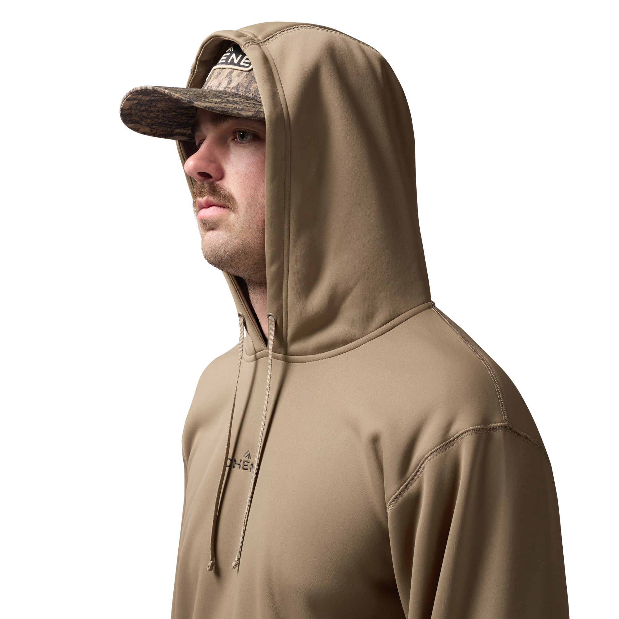 Crossover Hoodie in Field Khaki, on model #field_khaki