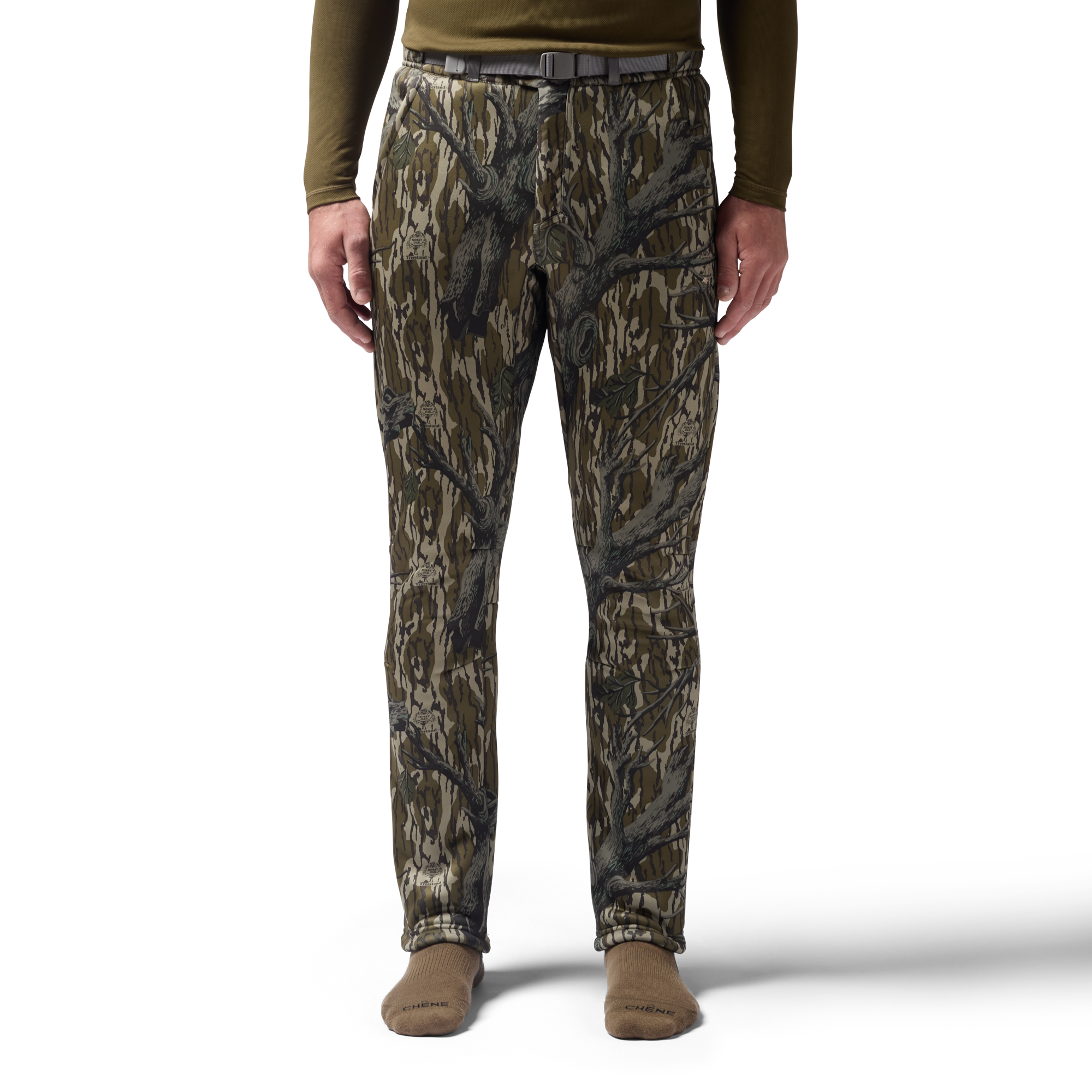 Sherpa Fleece Wader Pant in Mossy Oak Original Treestand, on model #mossy_oak_original_treestand