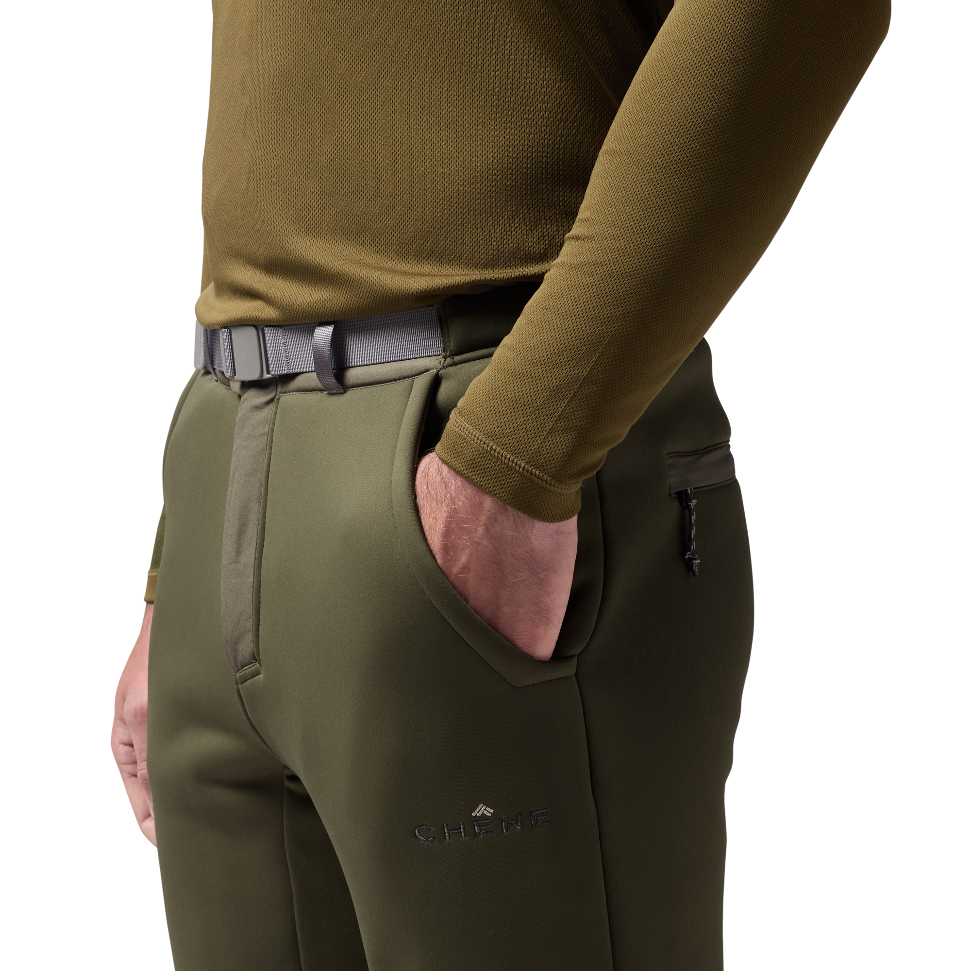 Sherpa Fleece Wader Pant in Olive, on model #olive