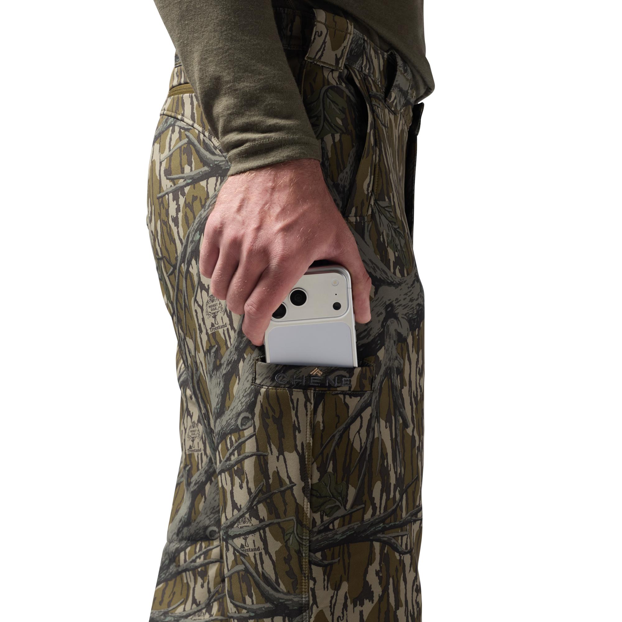 Bonded Fleece Field Pant in Mossy Oak Original Treestand, on model #mossy_oak_original_treestand
