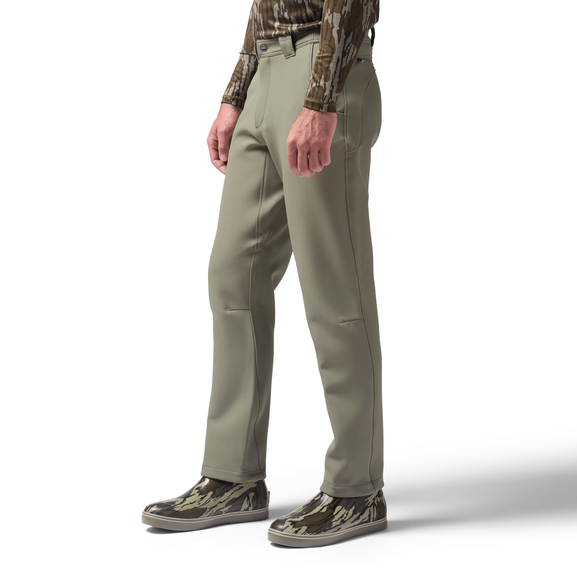 Bonded Fleece Field Pant in Sage, on model #sage