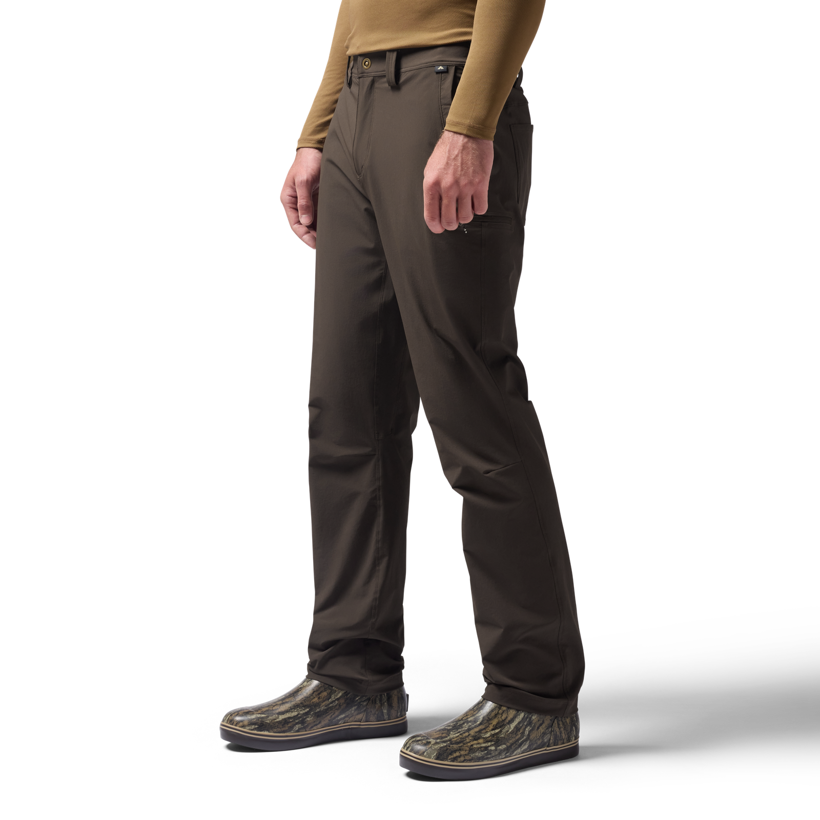 Side view of Scout Pant in mud. #mud