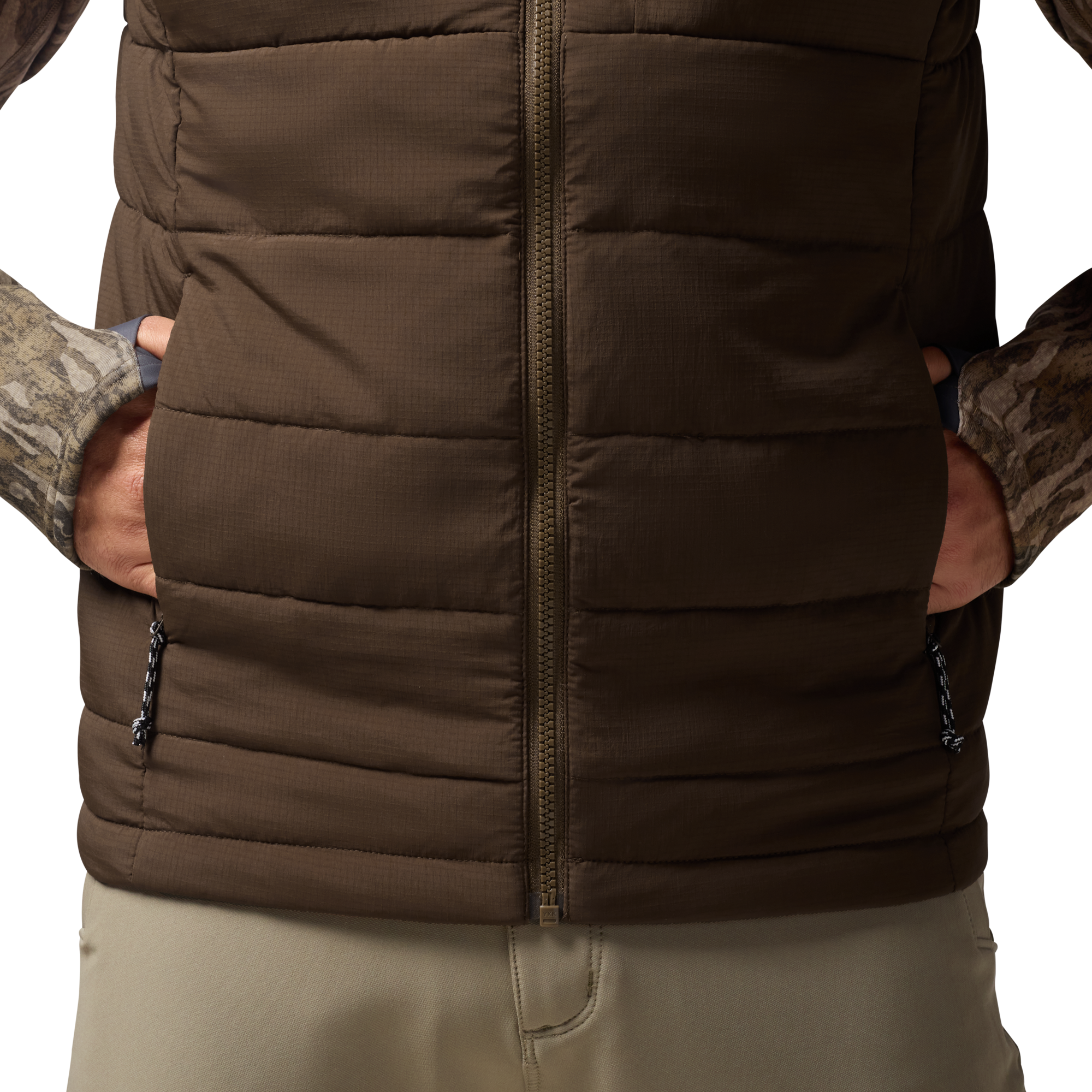 Flyweigh Vest in Brown, on model #brown