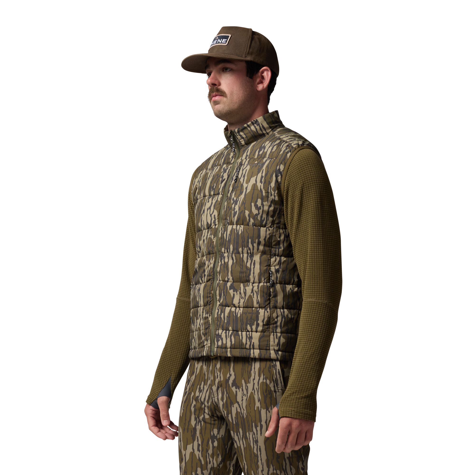 Flyweigh Vest in Mossy Oak Original Bottomland, on model #mossy_oak_original_bottomland