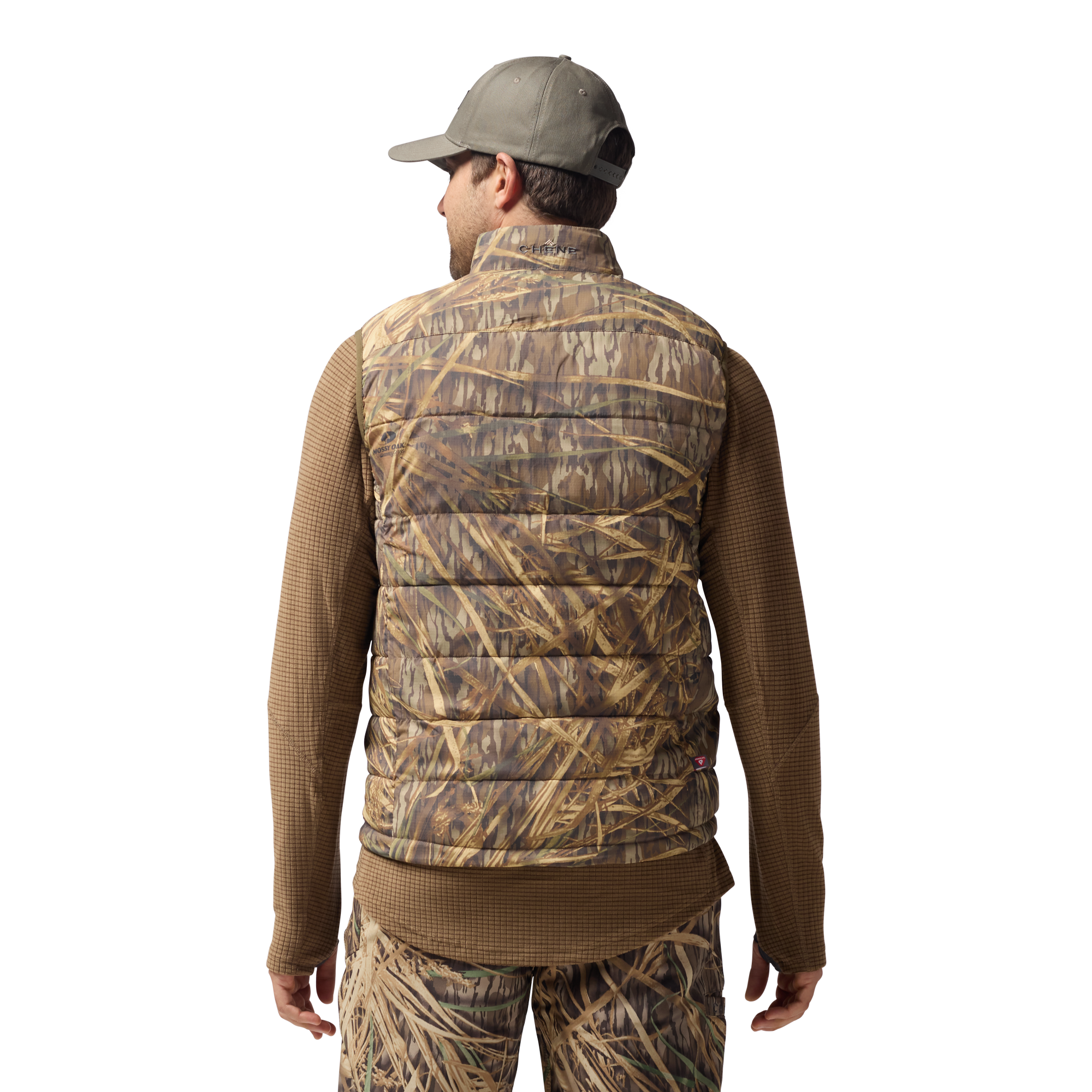 Flyweigh Vest in Mossy Oak Original Shadow Grass, on model #mossy_oak_original_shadow_grass