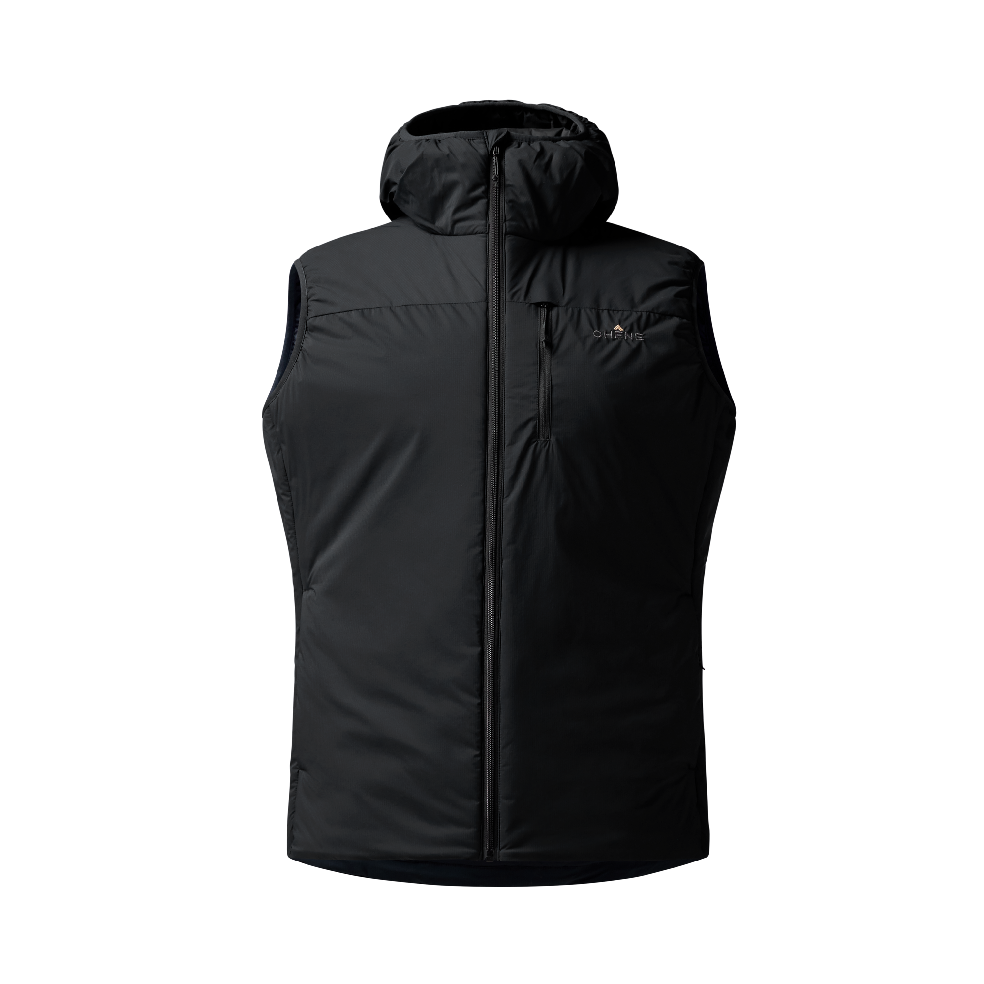 Flyweigh Hooded Vest in Black, front view #black