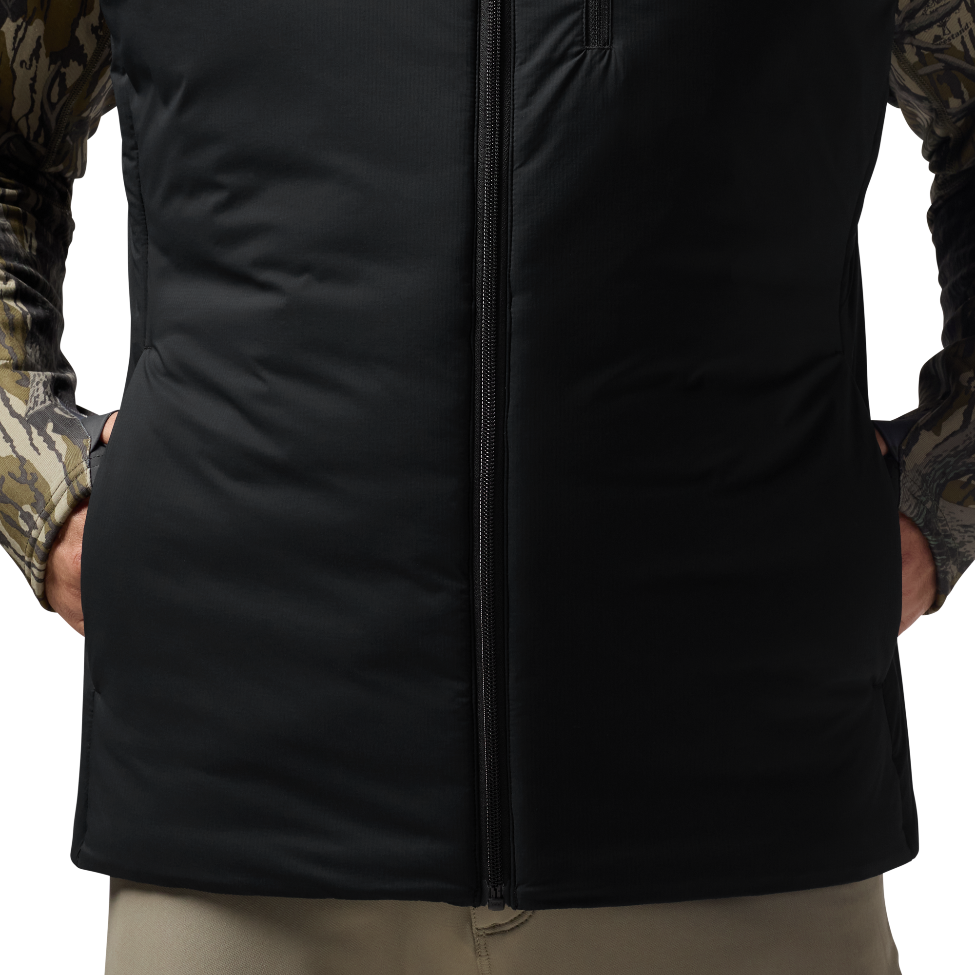 Flyweigh Hooded Vest in Black, on model #black