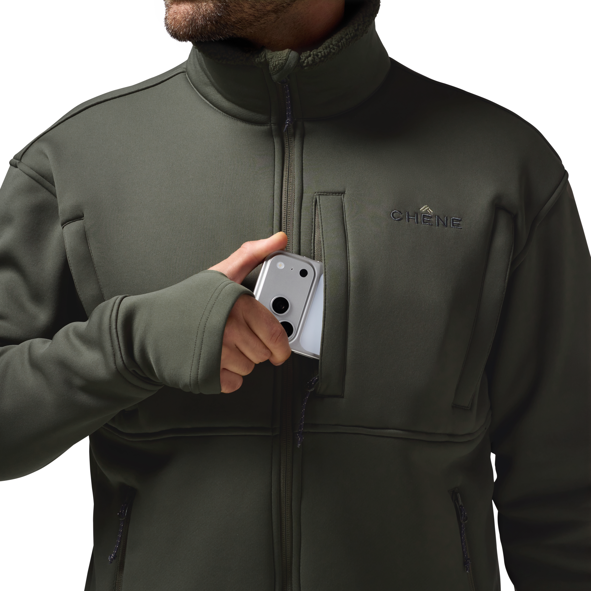 Over/Under Jacket in Cypress, on model #cypress