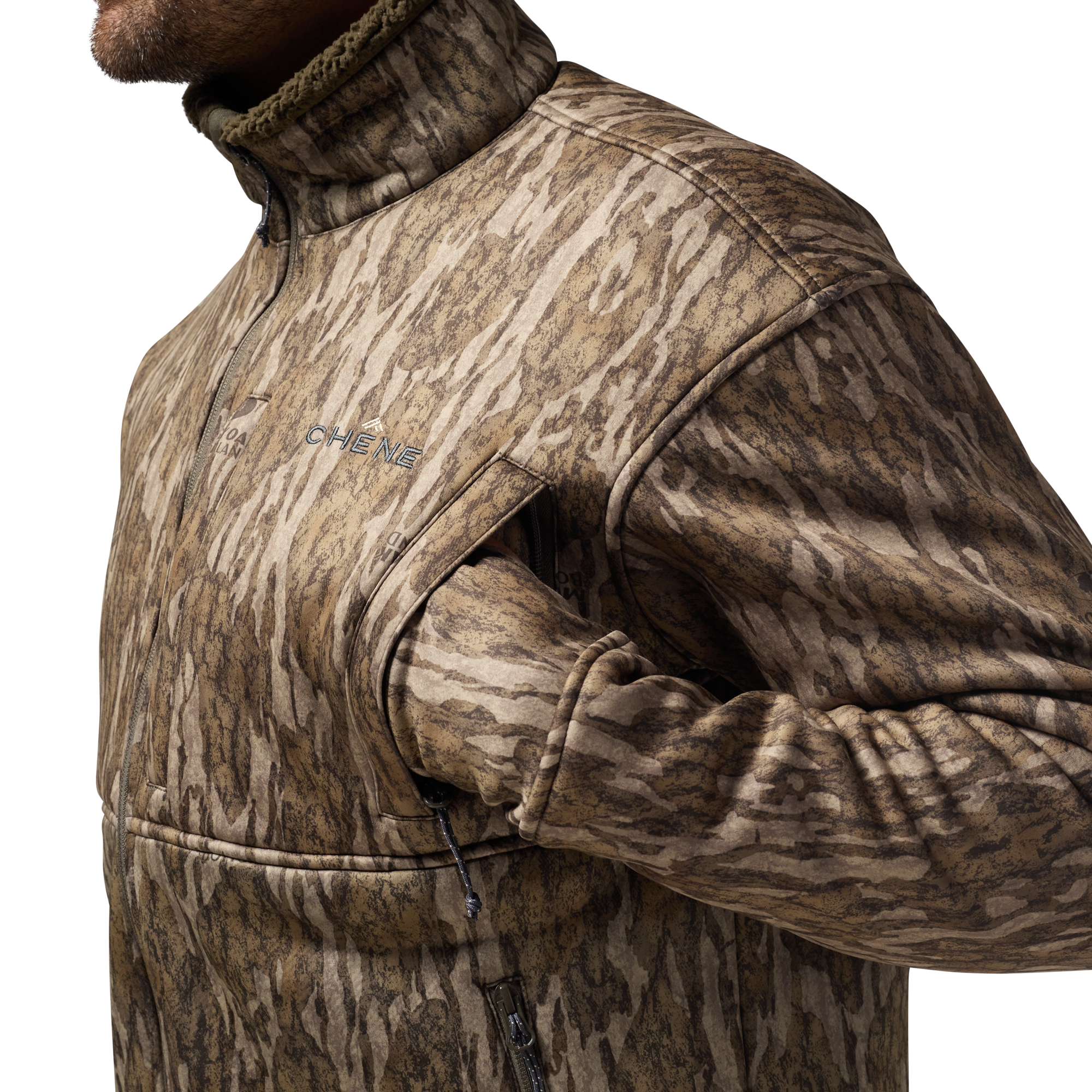 Over/Under Jacket in Mossy Oak Bottomland, on model #mossy_oak_bottomland