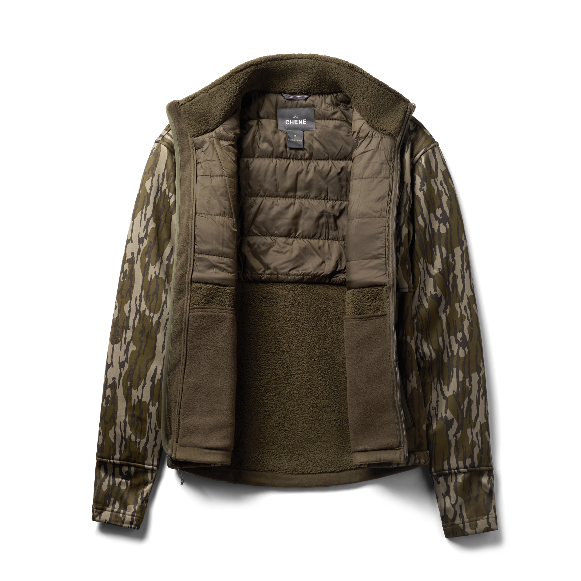 Over/Under Jacket in Mossy Oak Original Bottomland, flat lay #mossy_oak_original_bottomland