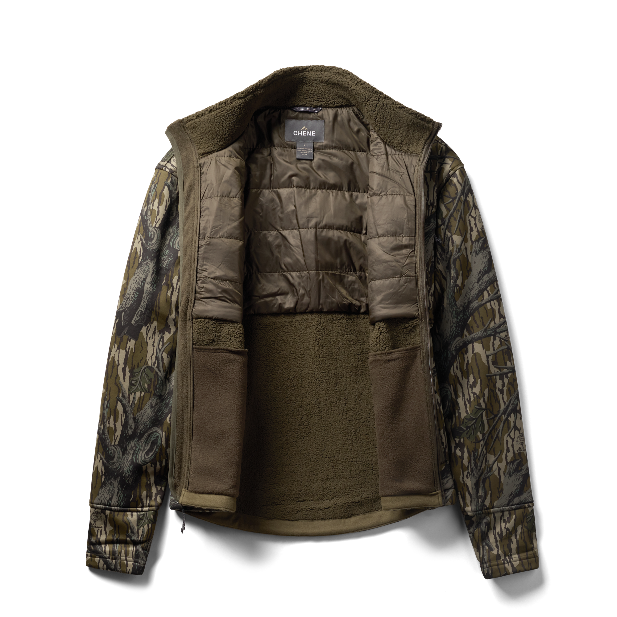 Over/Under Jacket in Mossy Oak Original Treestand, flat lay #mossy_oak_original_treestand