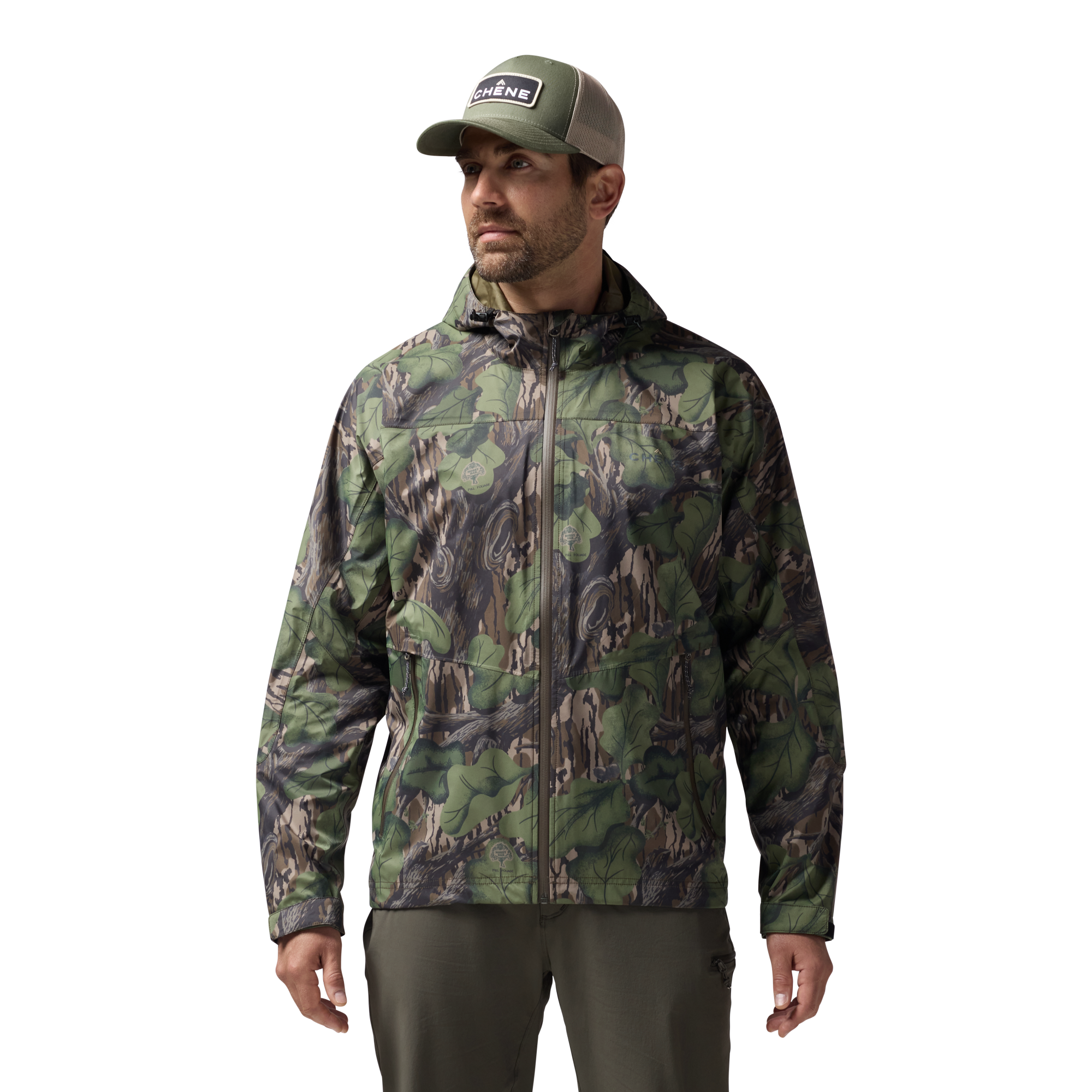 Hydro-Lok Velo Rain Jacket in Mossy Oak Full Foliage, on model #mossy_oak_full_foliage