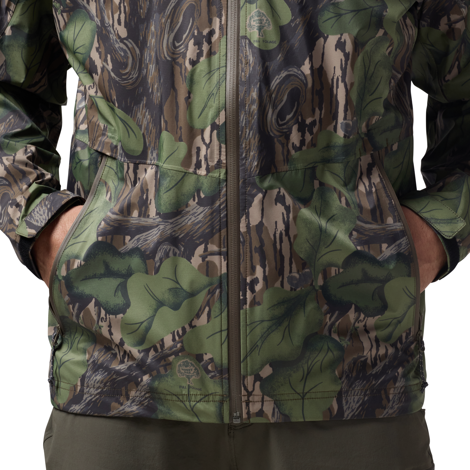 Hydro-Lok Velo Rain Jacket in Mossy Oak Full Foliage, on model #mossy_oak_full_foliage