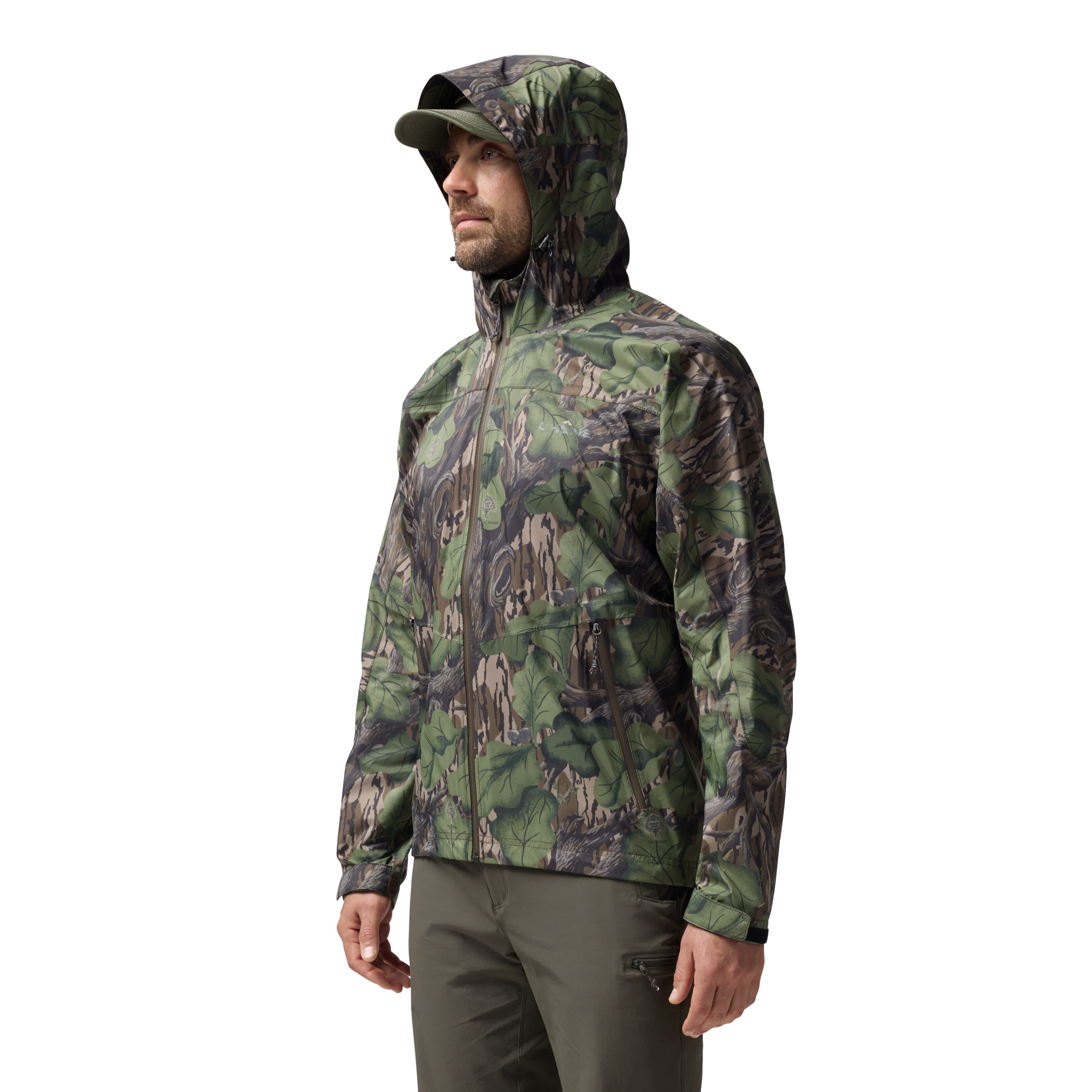 Hydro-Lok Velo Rain Jacket in Mossy Oak Full Foliage, on model #mossy_oak_full_foliage