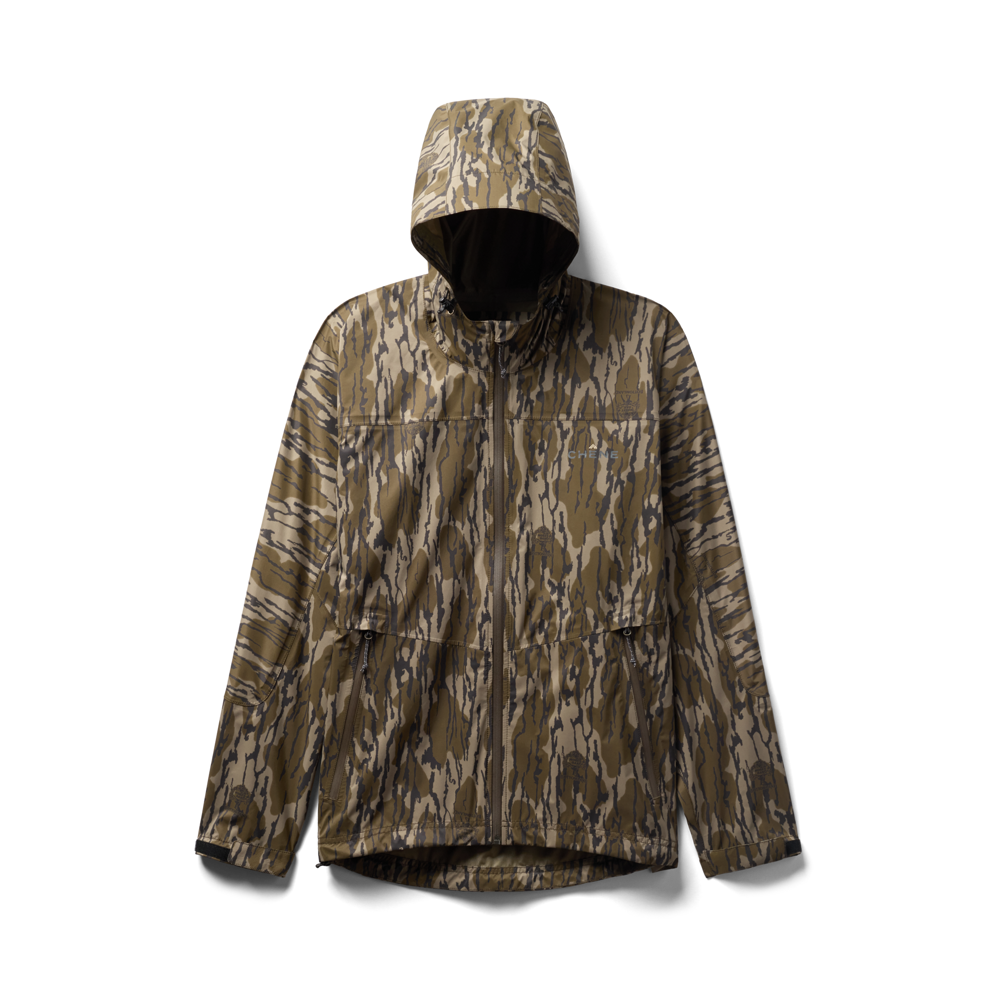 Hydro-Lok Velo Rain Jacket in Mossy Oak Original Bottomland, flat lay #mossy_oak_original_bottomland
